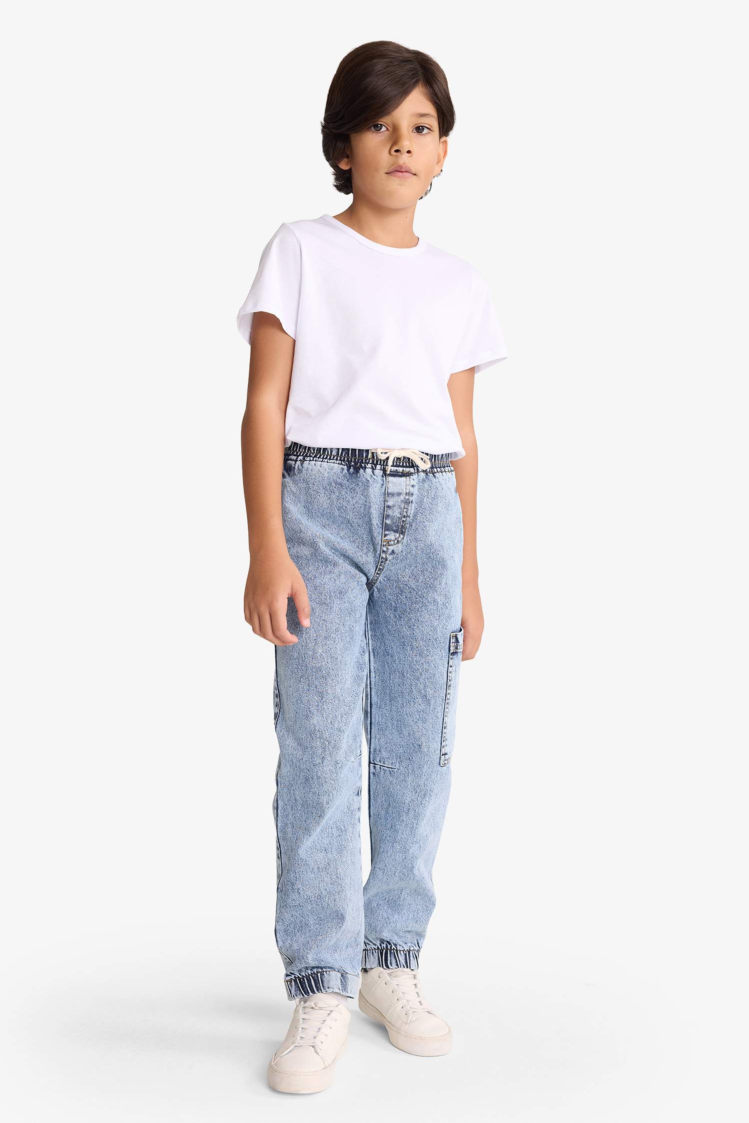 Erkek Çocuk Jogger Fit Beli Lastikli Jean Pantolon