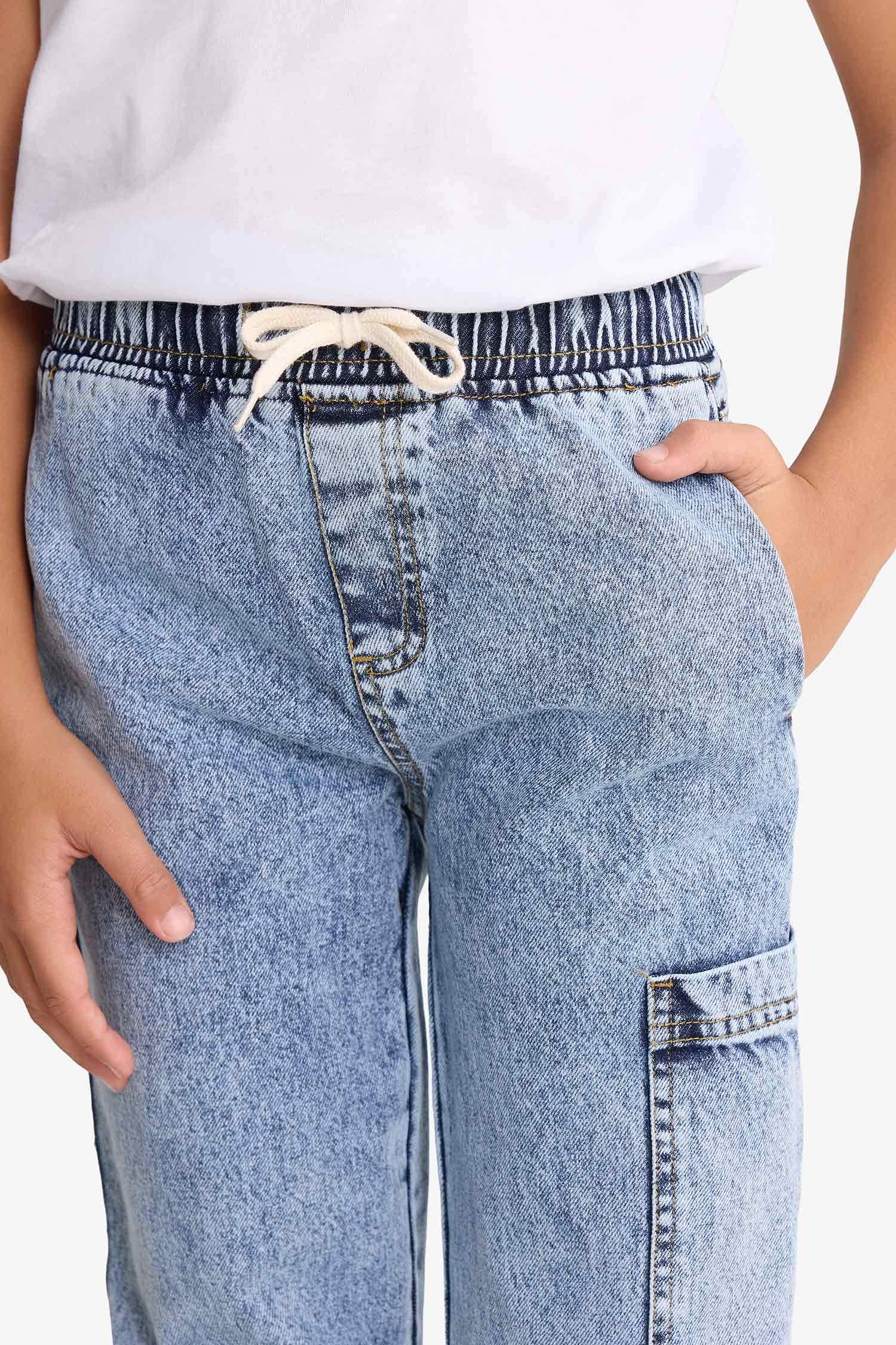 Erkek Çocuk Jogger Fit Beli Lastikli Jean Pantolon