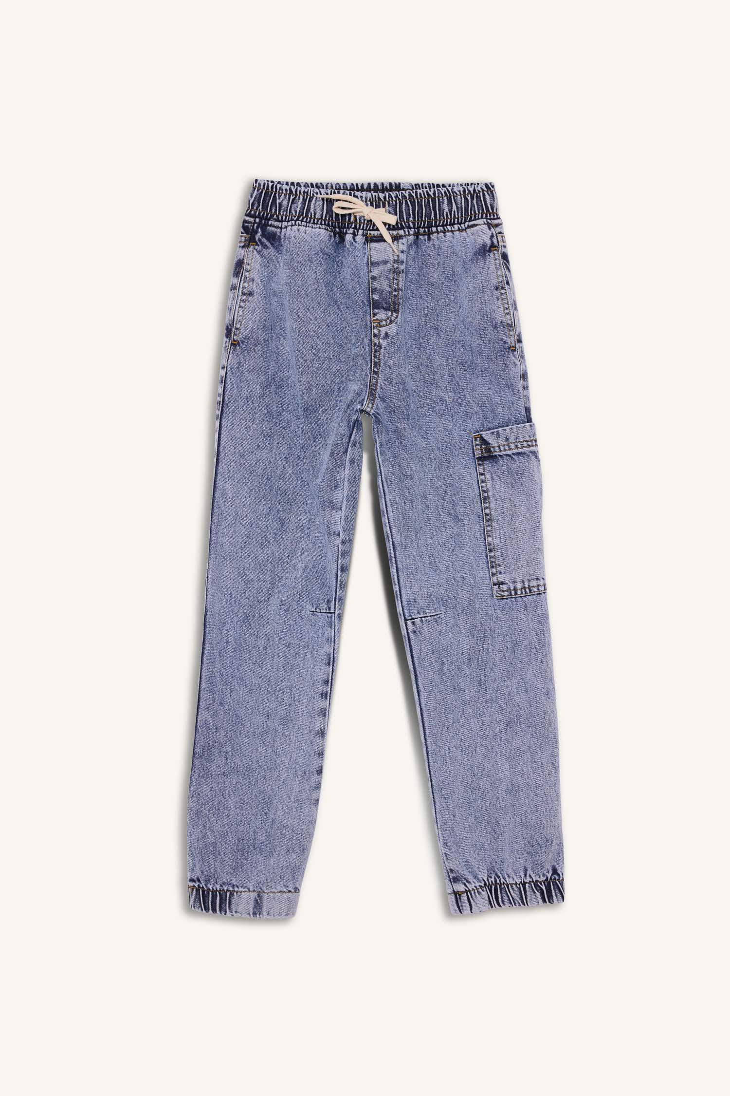 Erkek Çocuk Jogger Fit Beli Lastikli Jean Pantolon