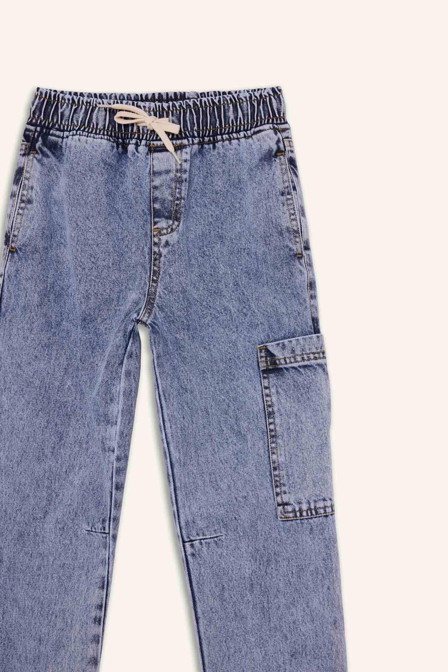 Erkek Çocuk Jogger Fit Beli Lastikli Jean Pantolon