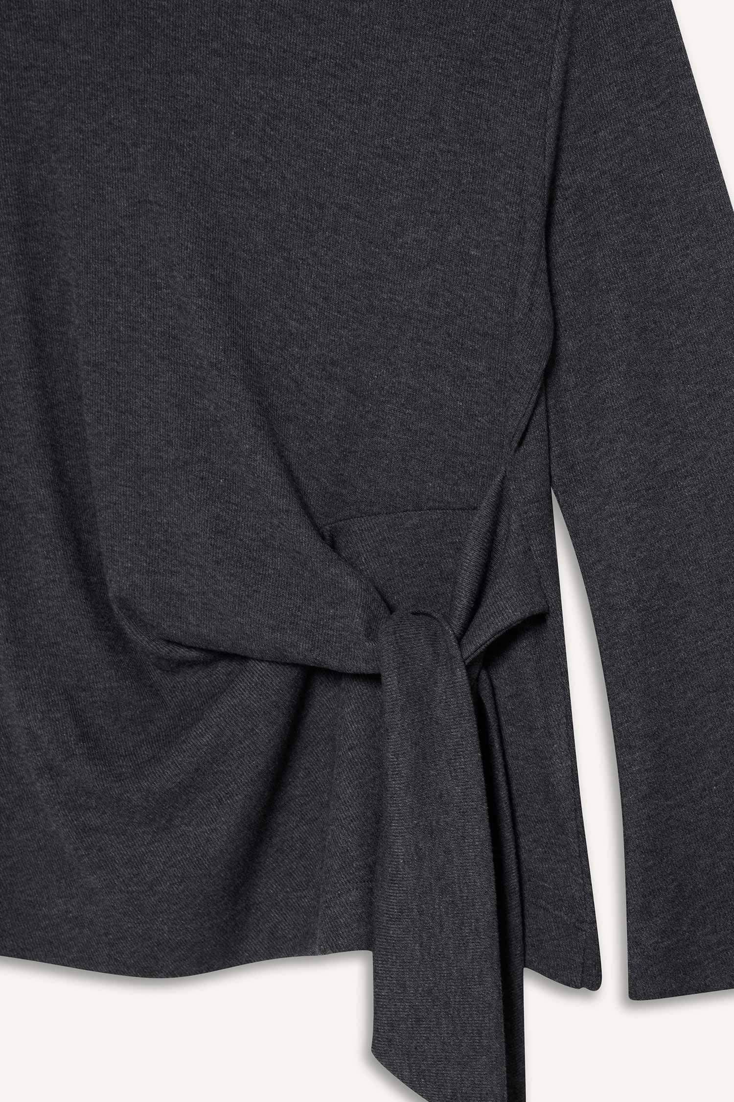 Regular Fit Bisiklet Yaka Bağlama Detaylı Uzun Kollu Tişört