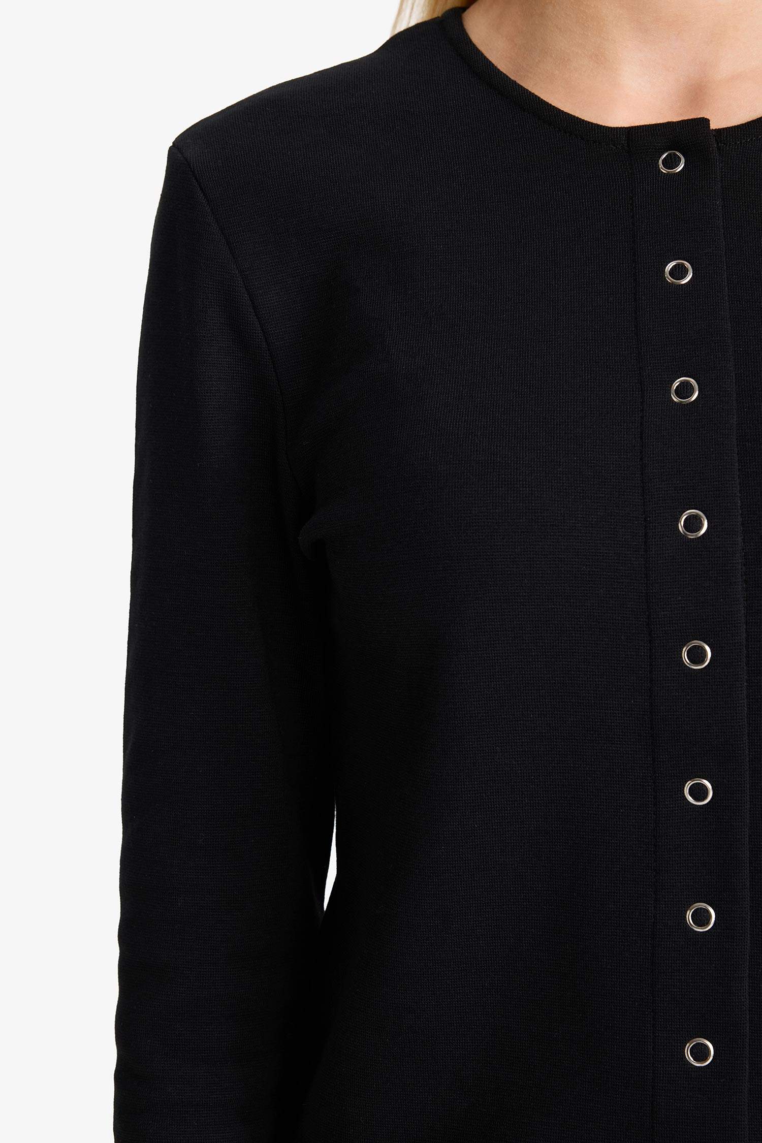 Fitted Bisiklet Yaka Ribana Hırka