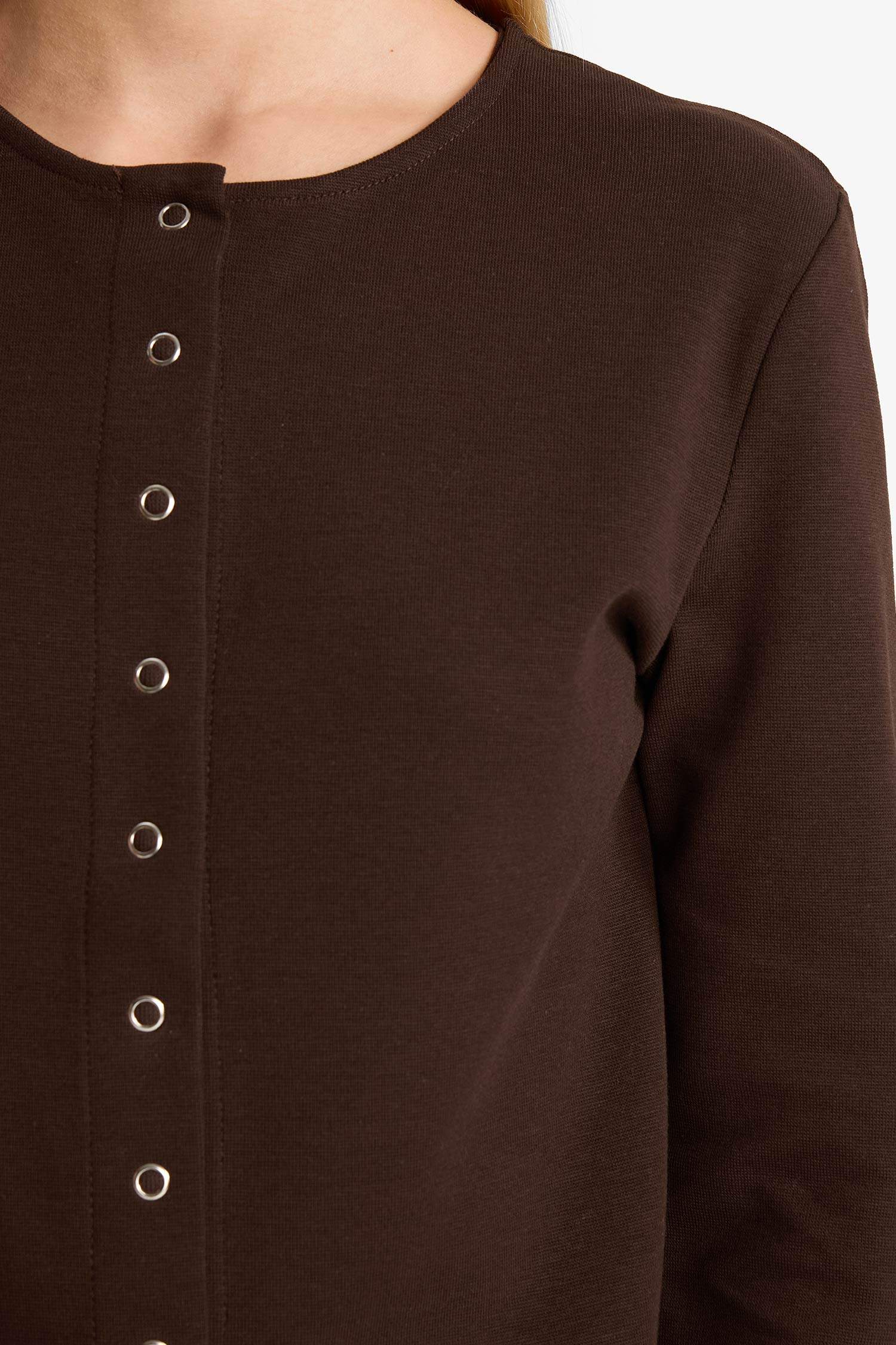 Fitted Bisiklet Yaka Ribana Hırka