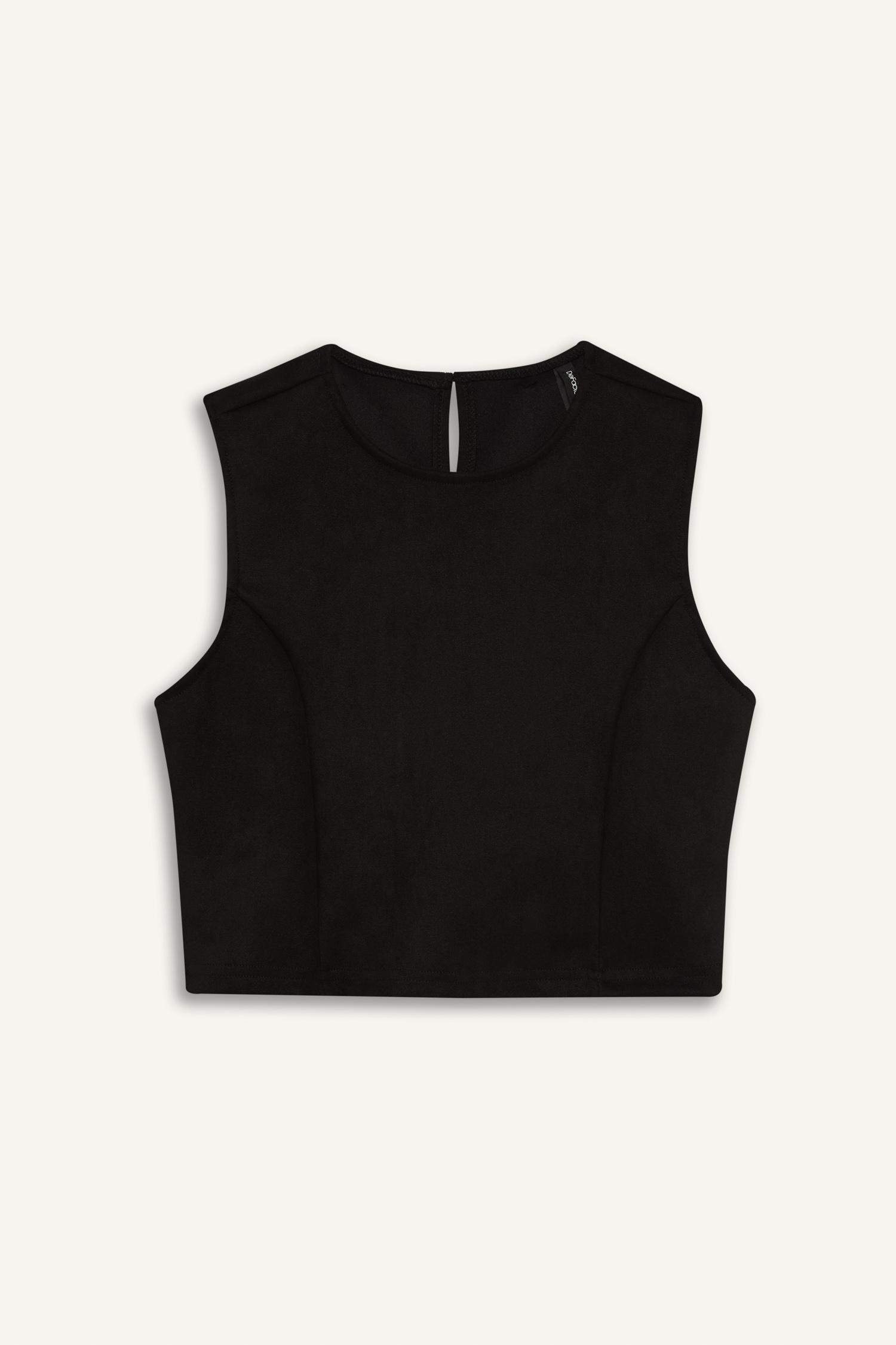 Suede Crew Neck Tank Top