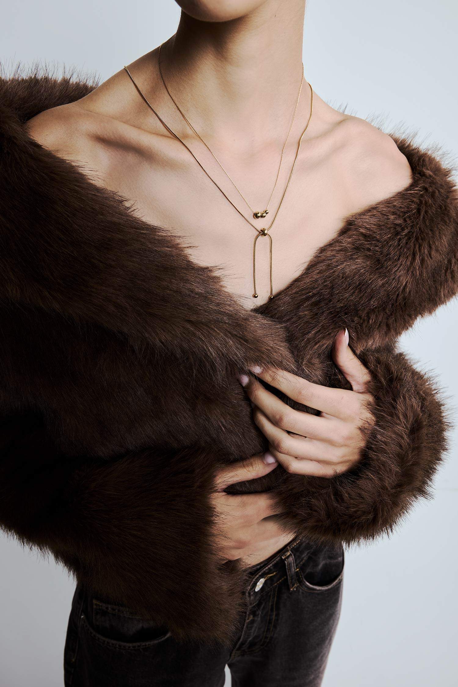 Kadın Gold 2'li Çelik Kolye