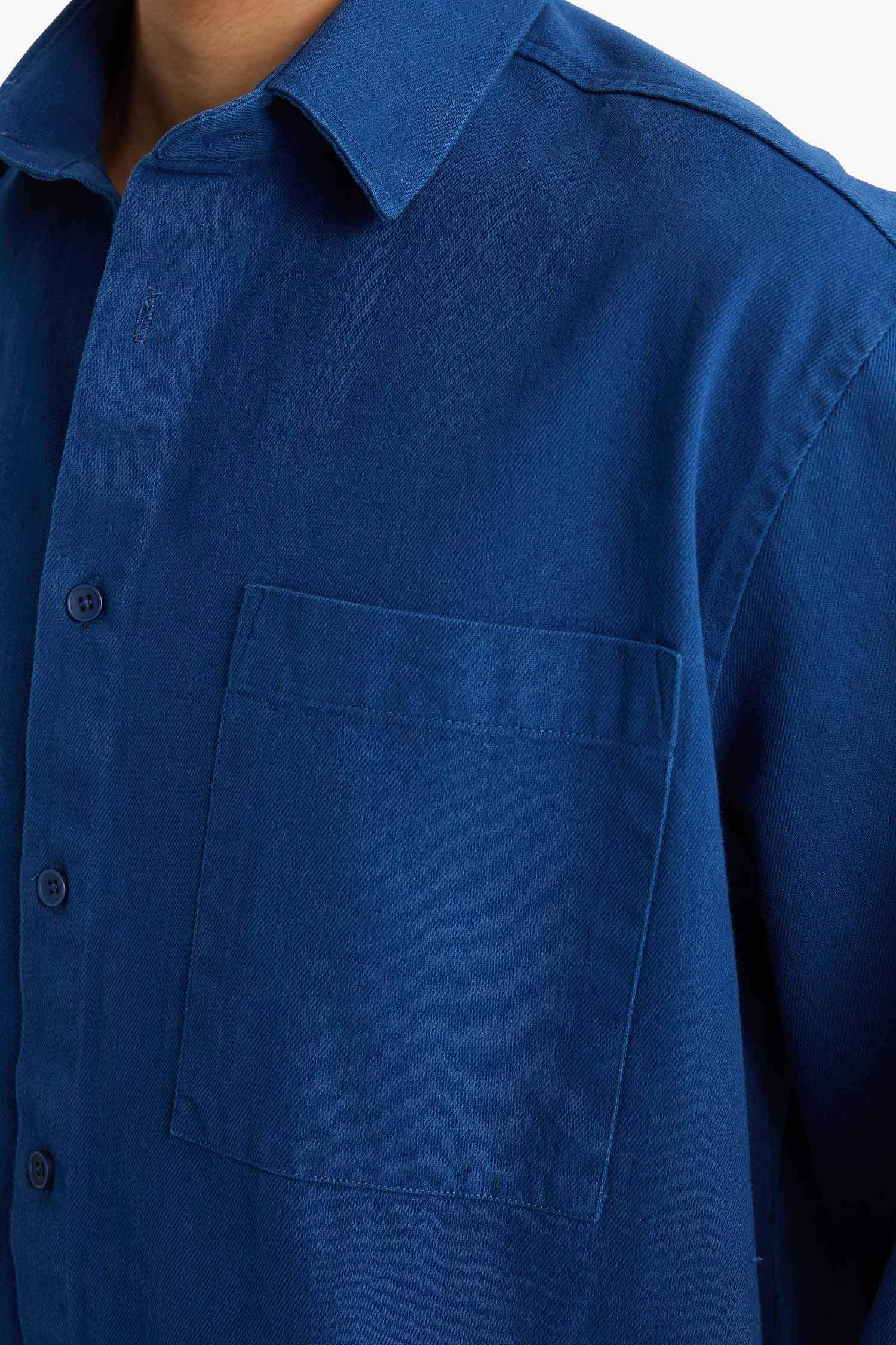 Boxy Fit Dokuma Uzun Kollu Gömlek