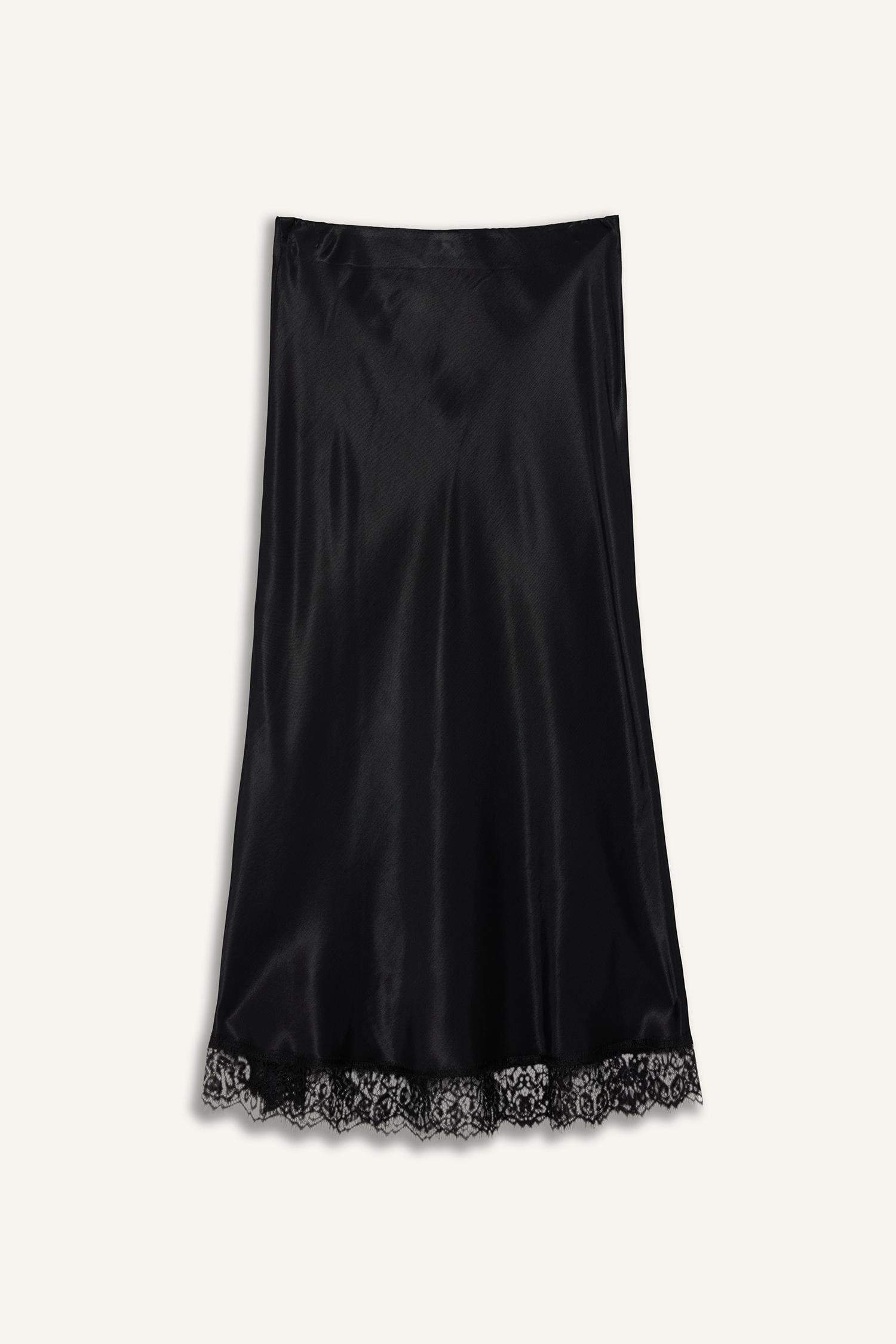 A Kesim Normal Bel Saten Midi Etek