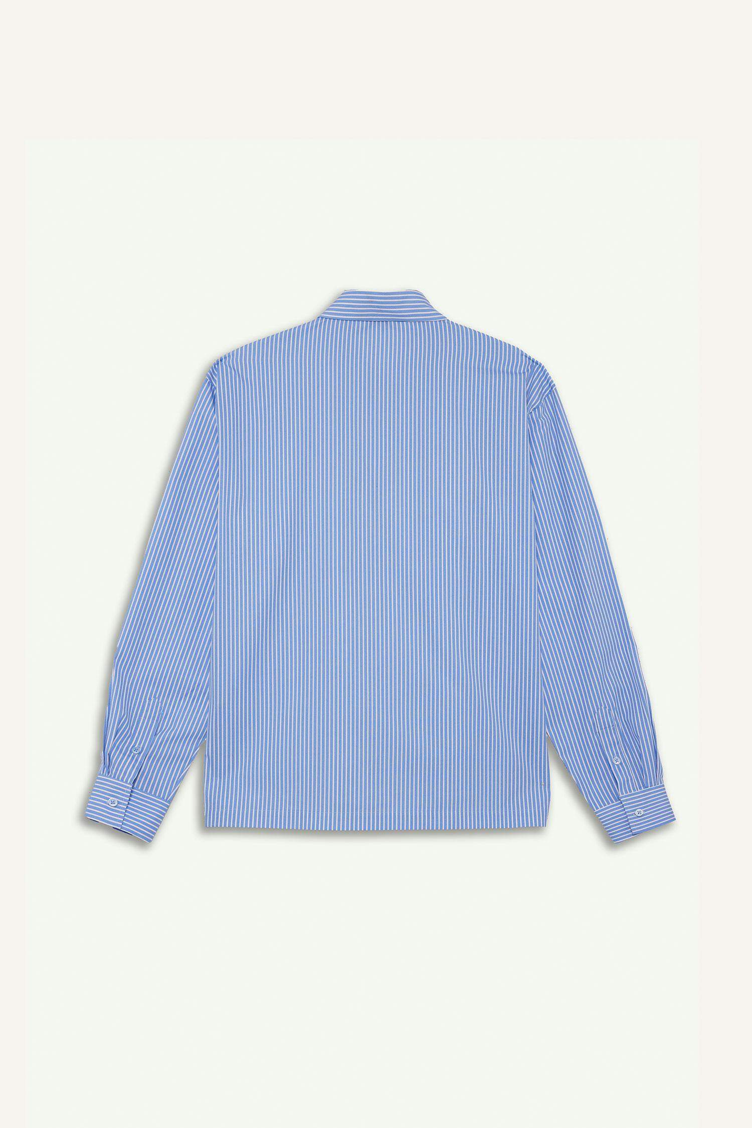 Boxy Fit Printed Striped Woven Long Sleeve Shirt