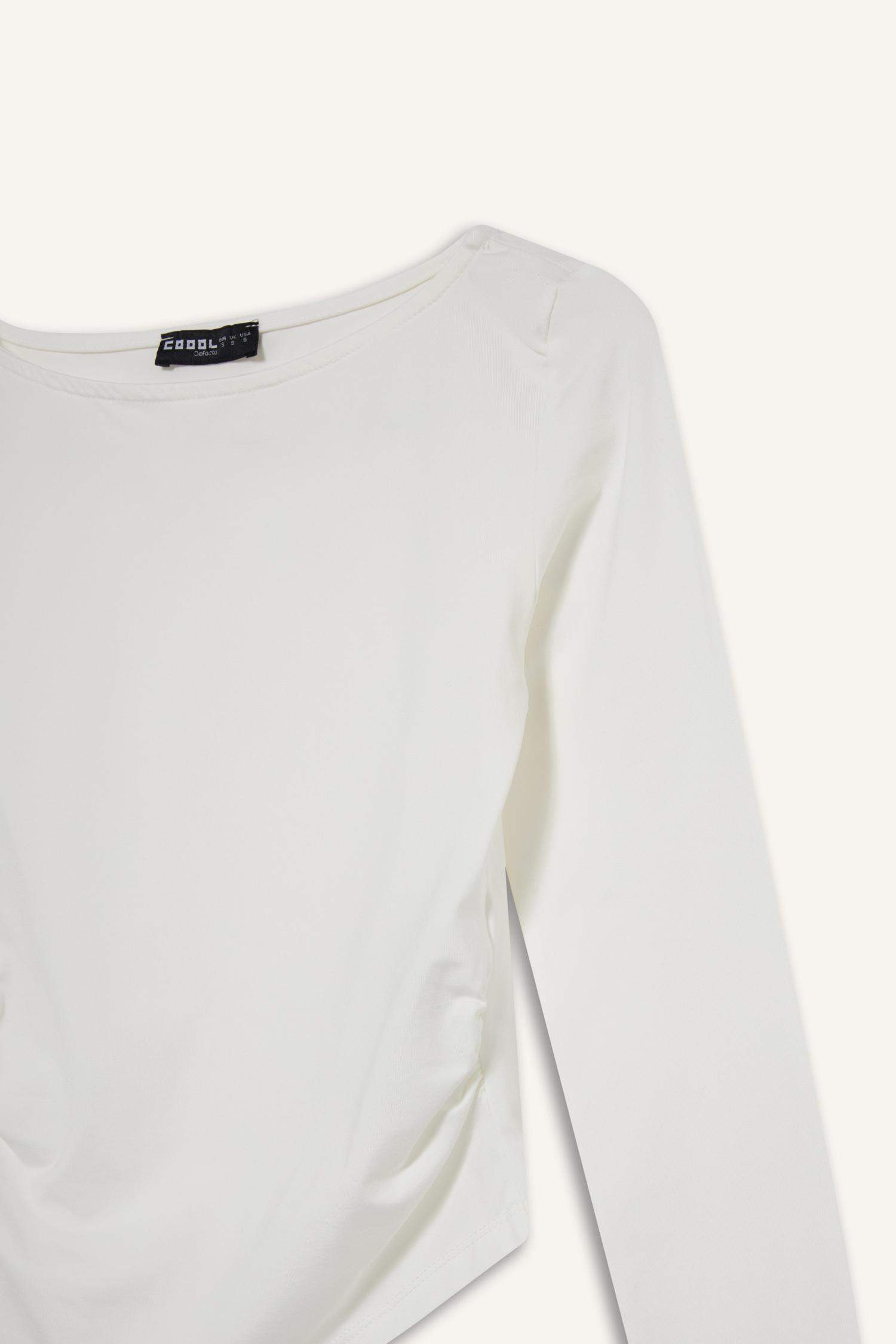 Coool Fitted Bisiklet Yaka Ribana Uzun Kollu Tişört