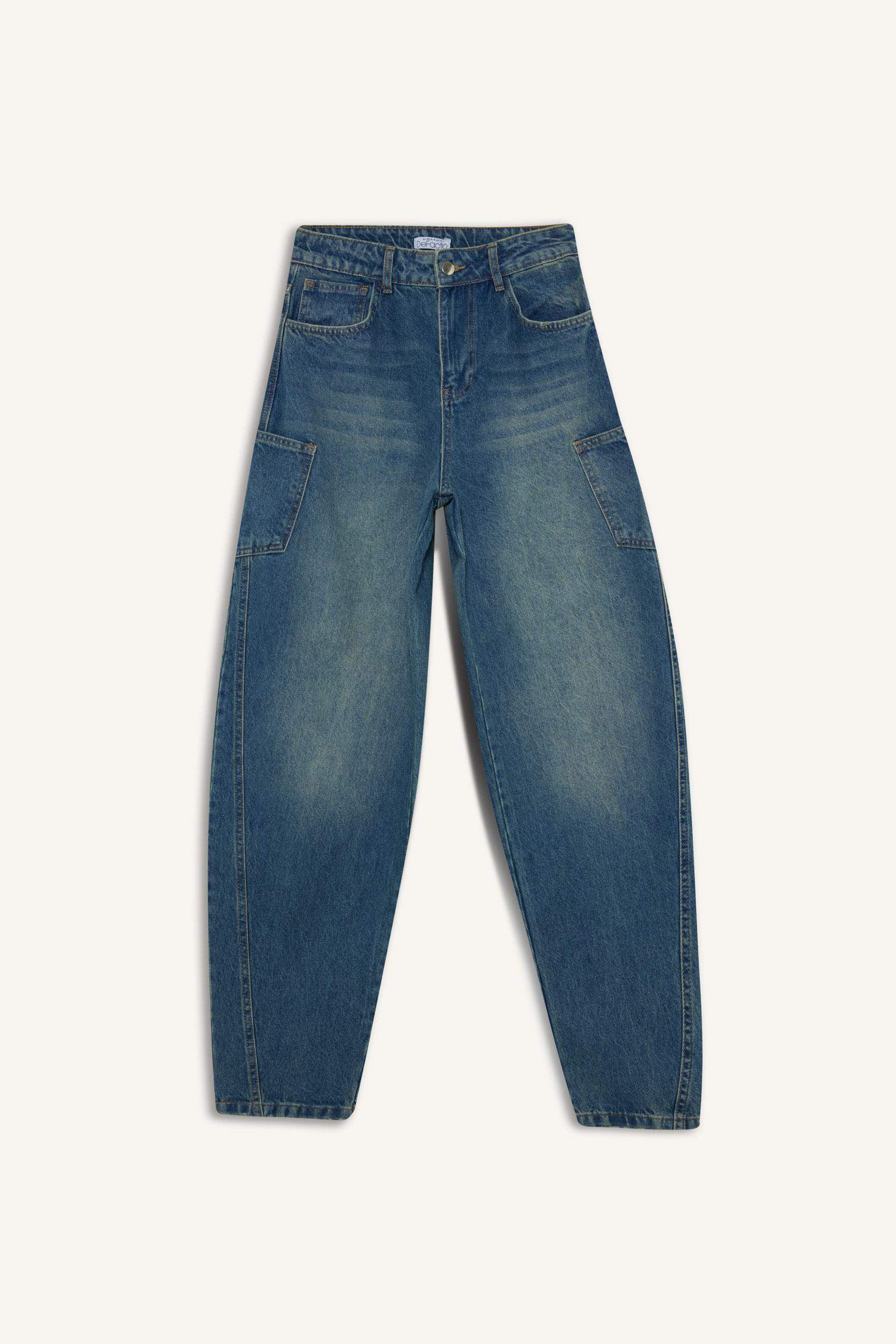 Barrel Fit Geniş Paça Jean Pantolon