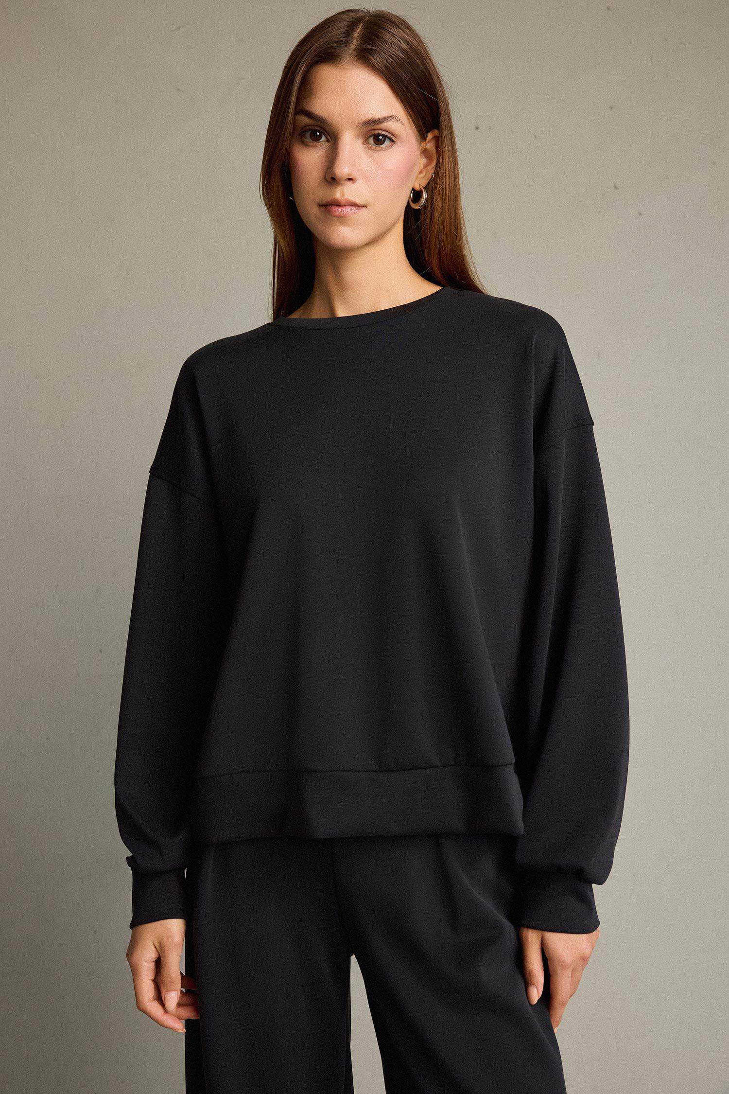Bisiklet Yaka Modal Sweatshirt