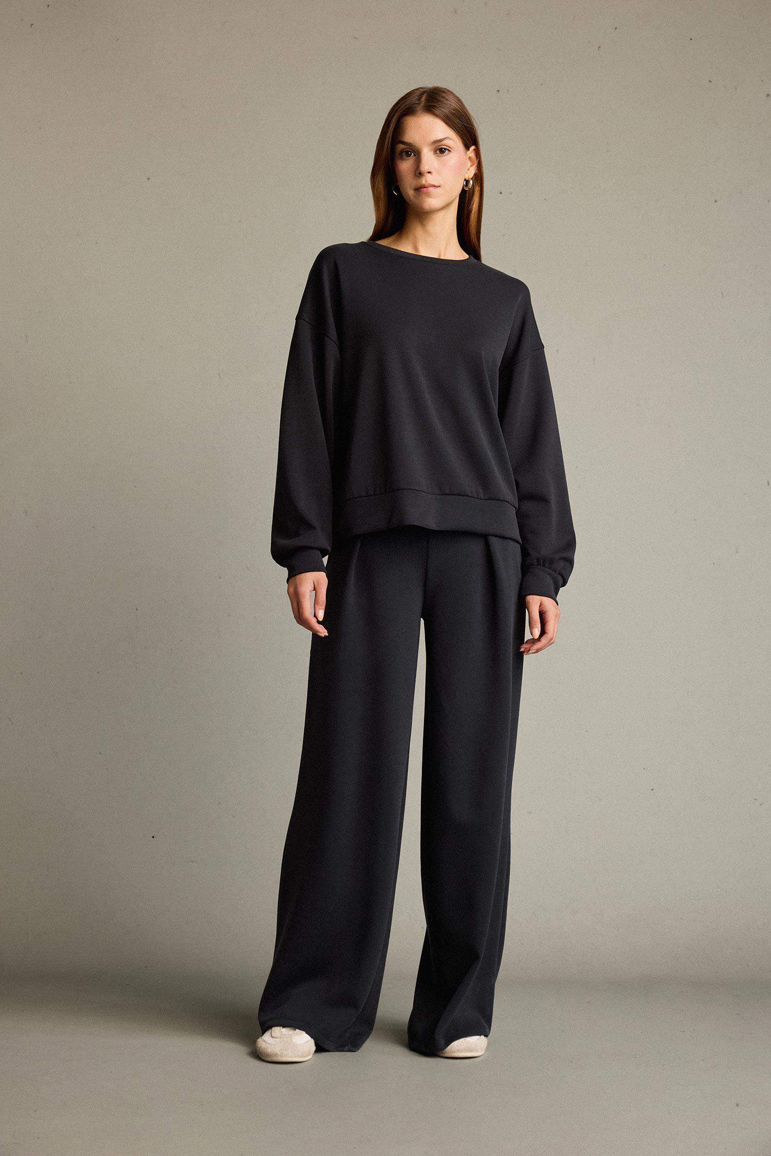 Bisiklet Yaka Modal Sweatshirt