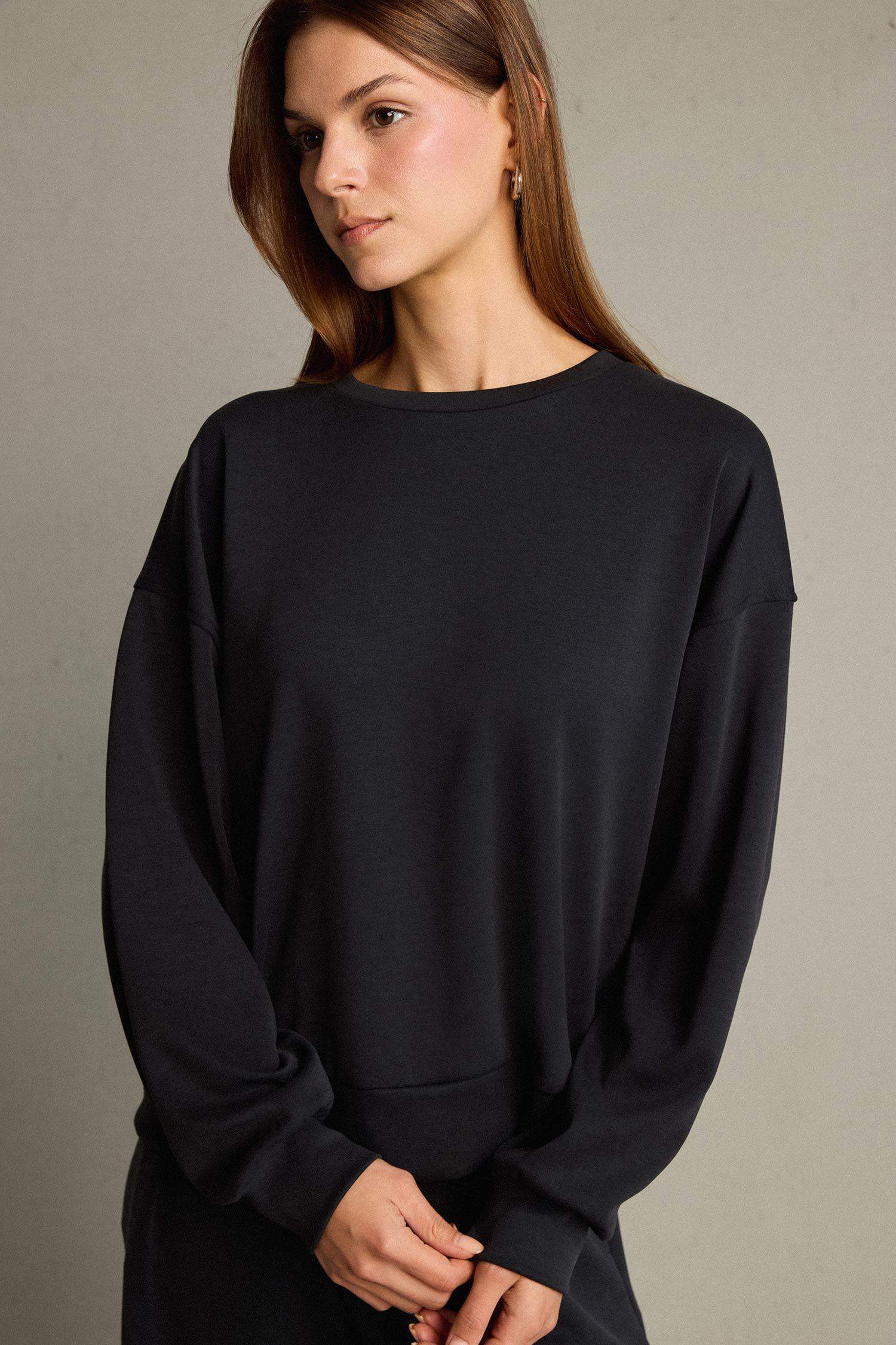 Bisiklet Yaka Modal Sweatshirt