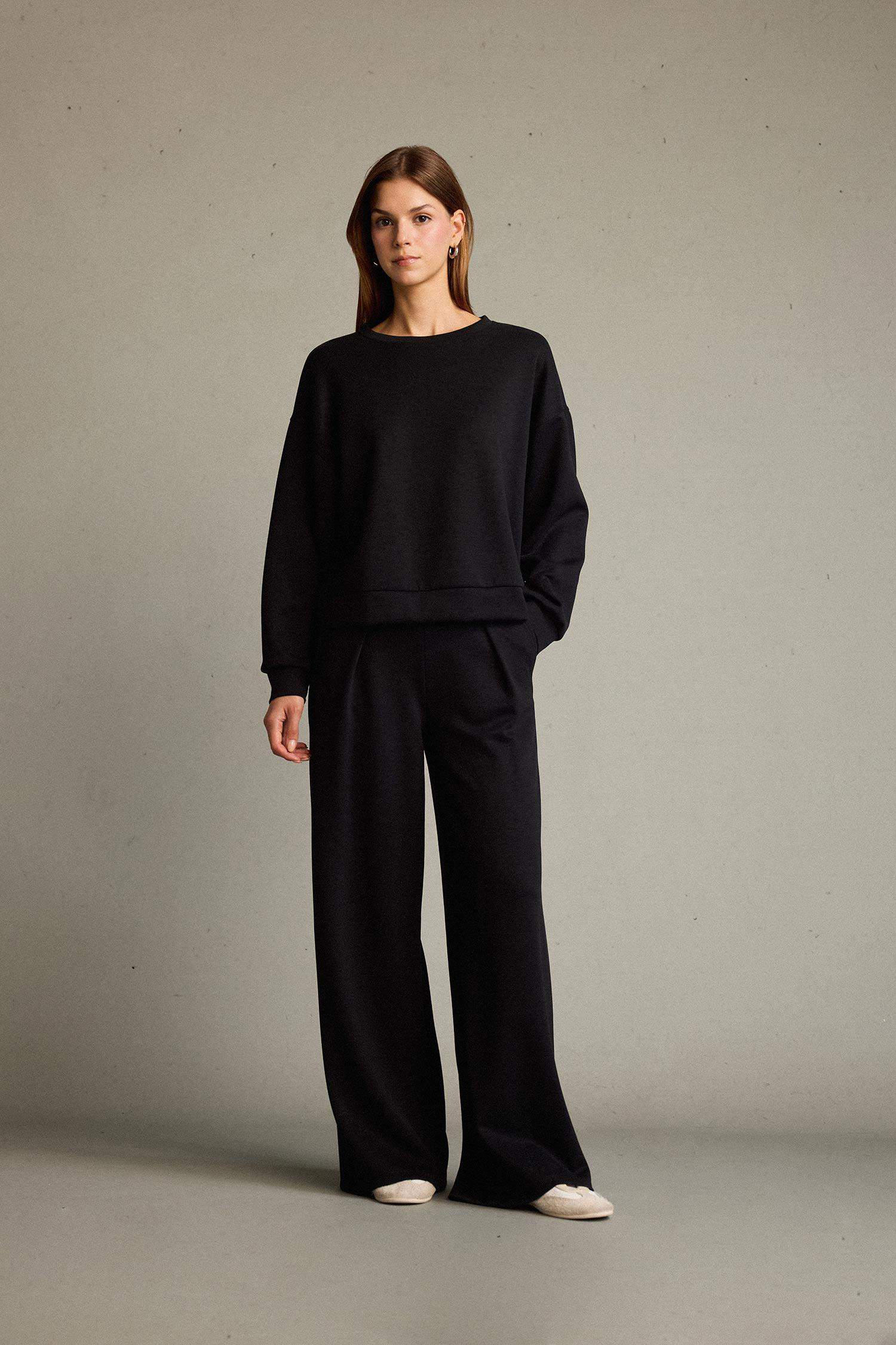 Bisiklet Yaka Modal Sweatshirt