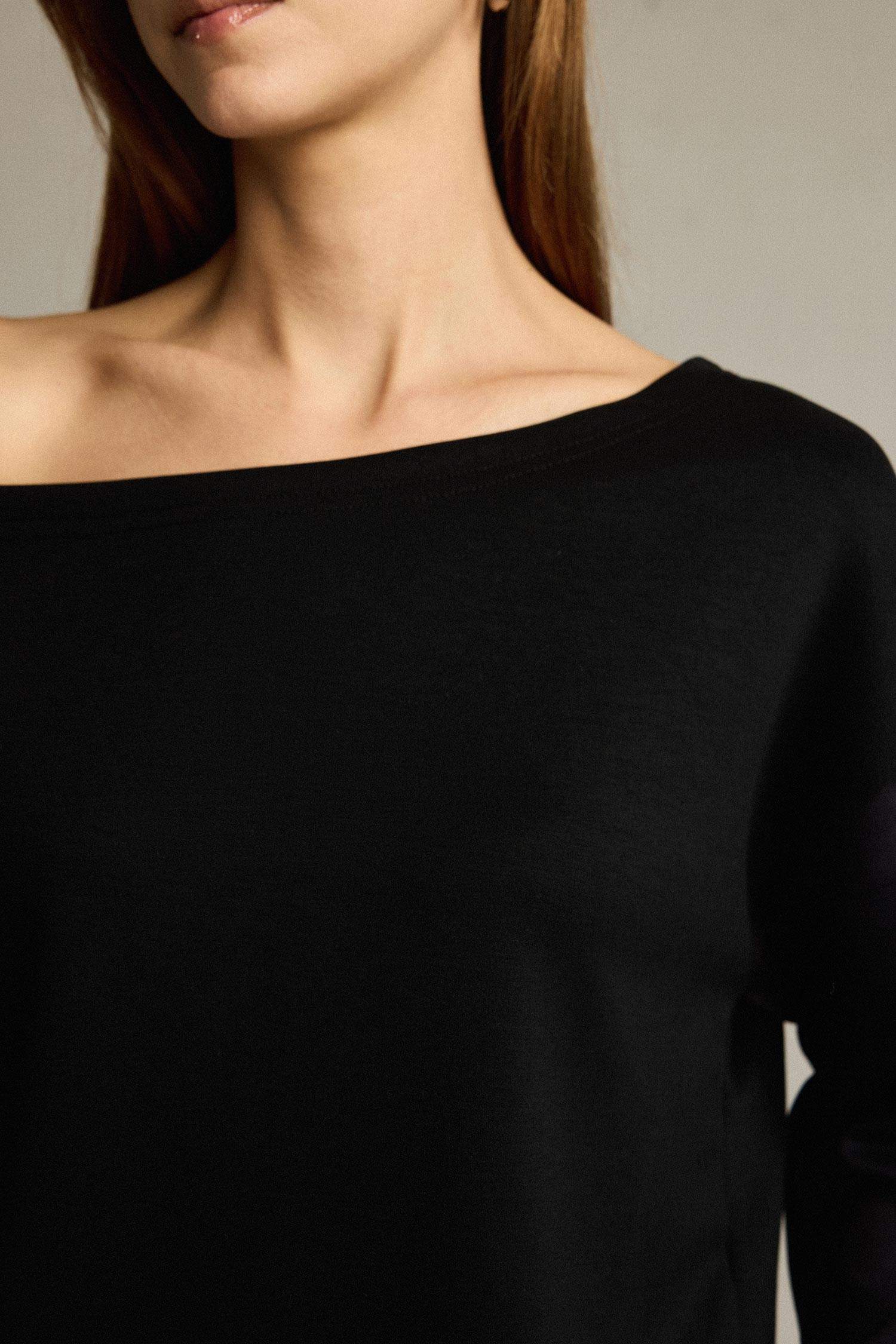 Kayık Yaka Modal Sweatshirt