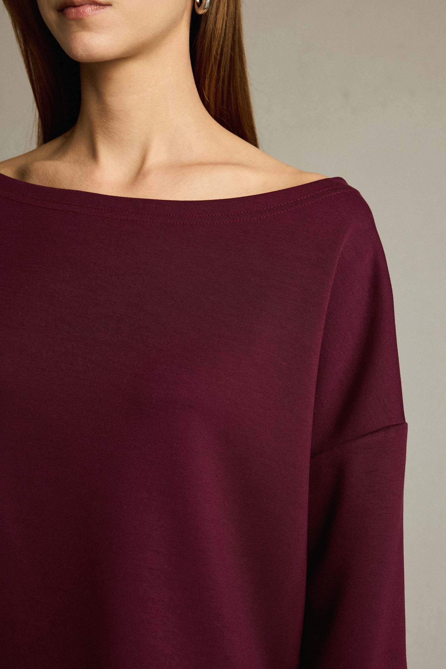 Kayık Yaka Modal Sweatshirt