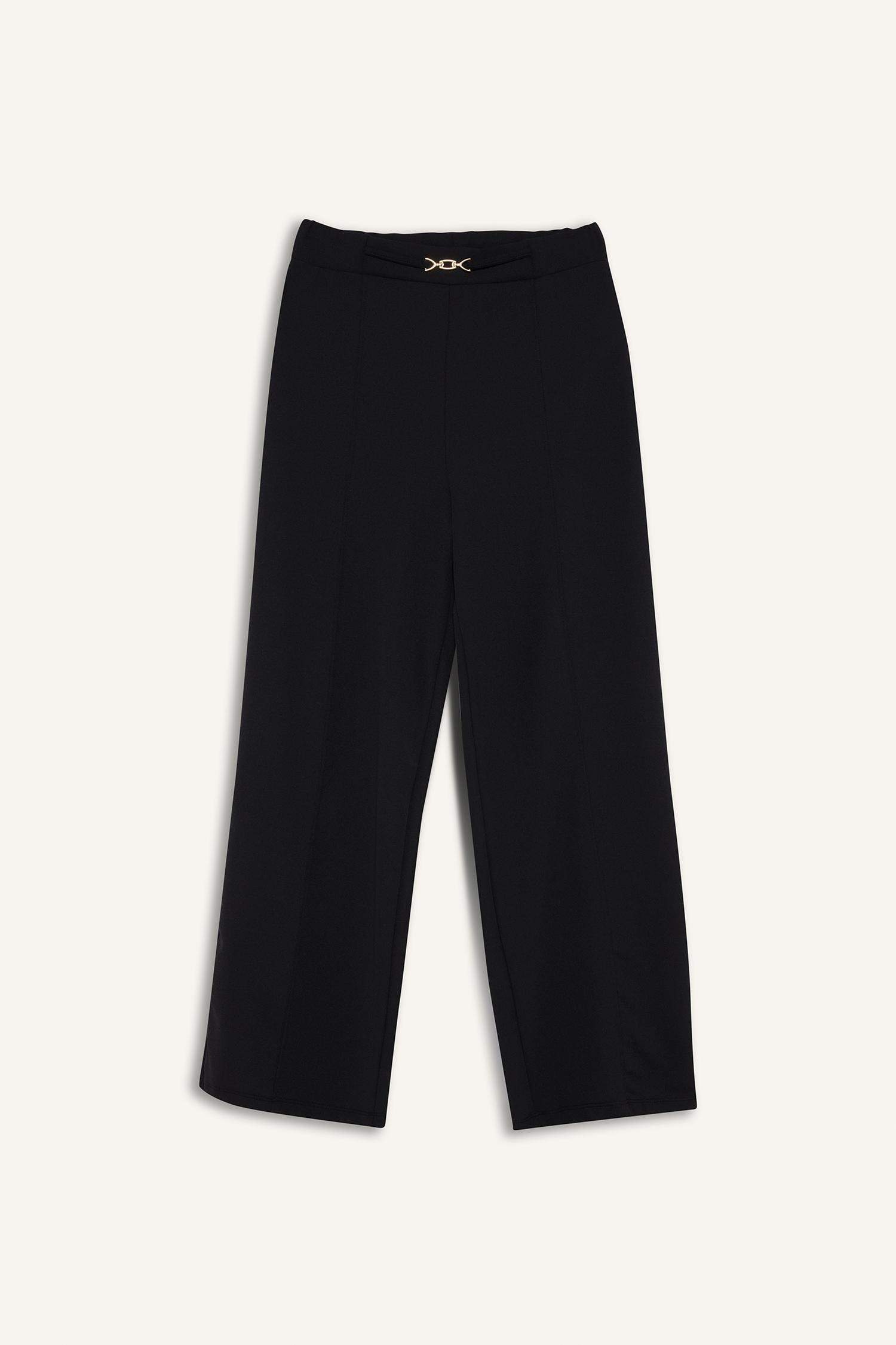 Straight Wide Düz Paça Krep Pantolon