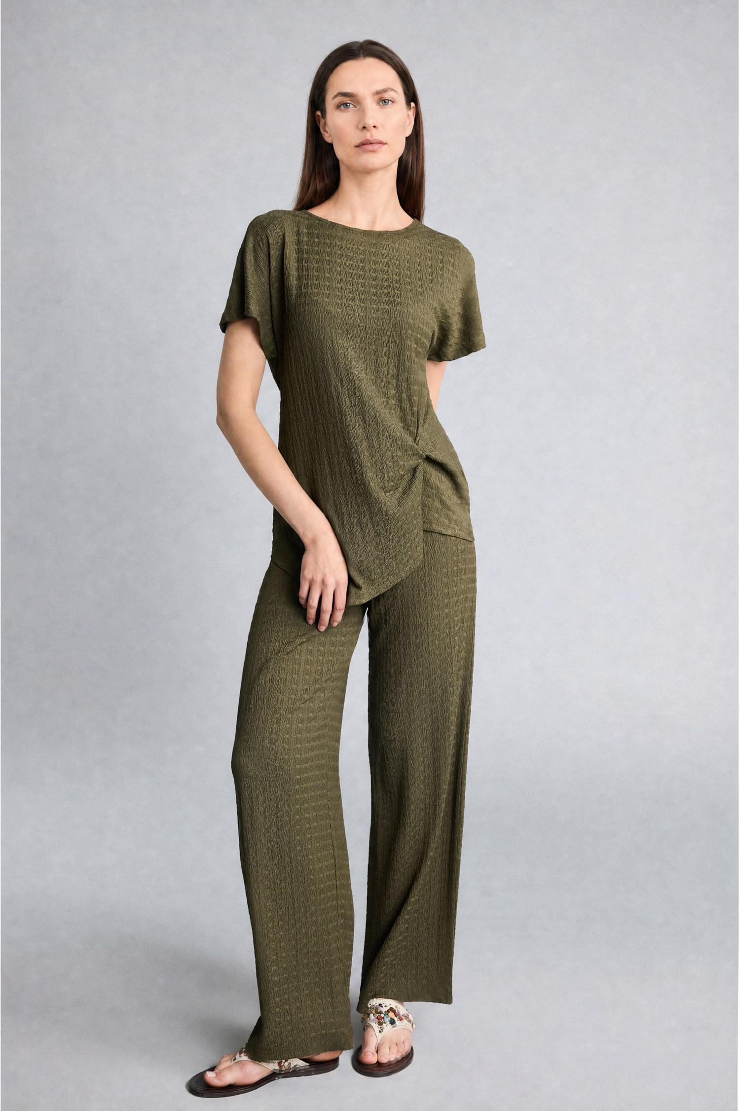 DeFacto Straight Fit Kırışık Dokulu Düz Paça Pantolon görsel 2