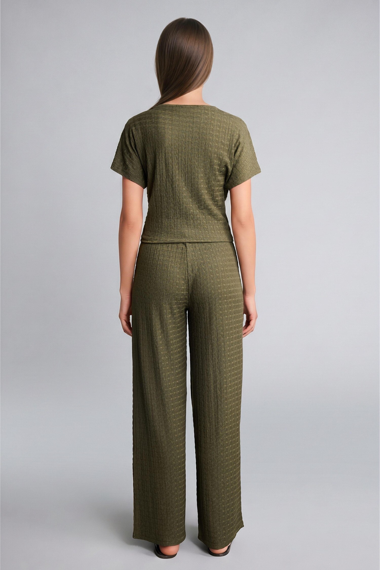 DeFacto Straight Fit Kırışık Dokulu Düz Paça Pantolon görsel 4