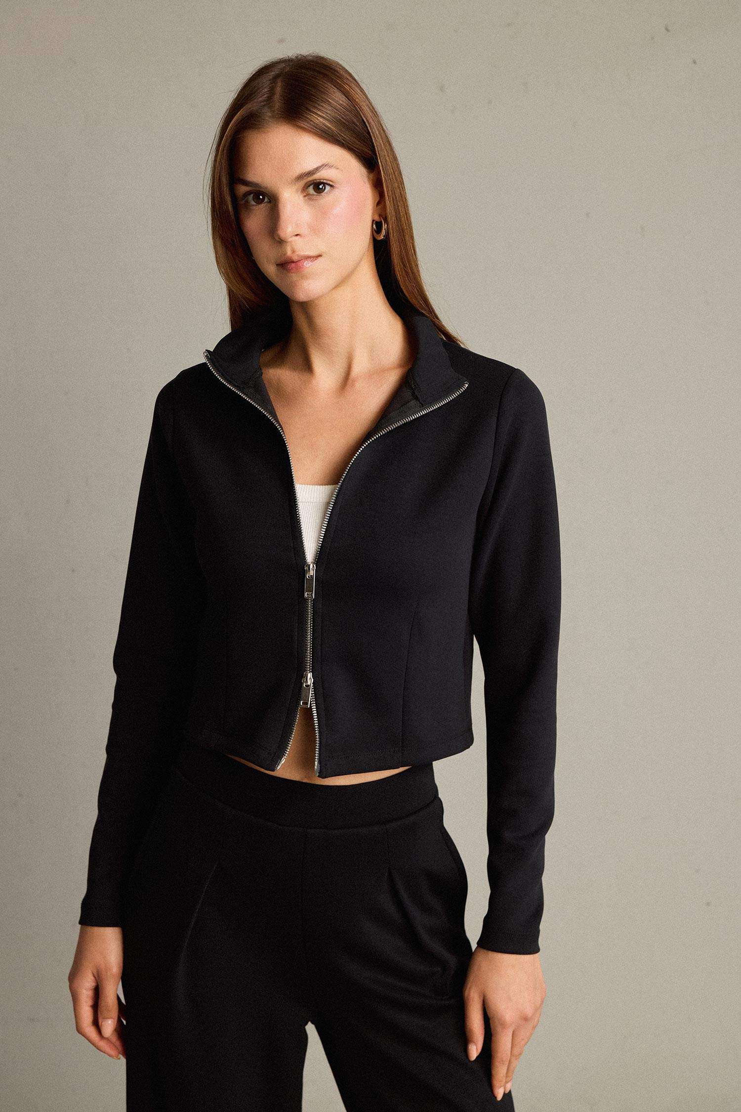 Yarım Balıkçı Yaka Modal Fermuarlı Sweatshirt