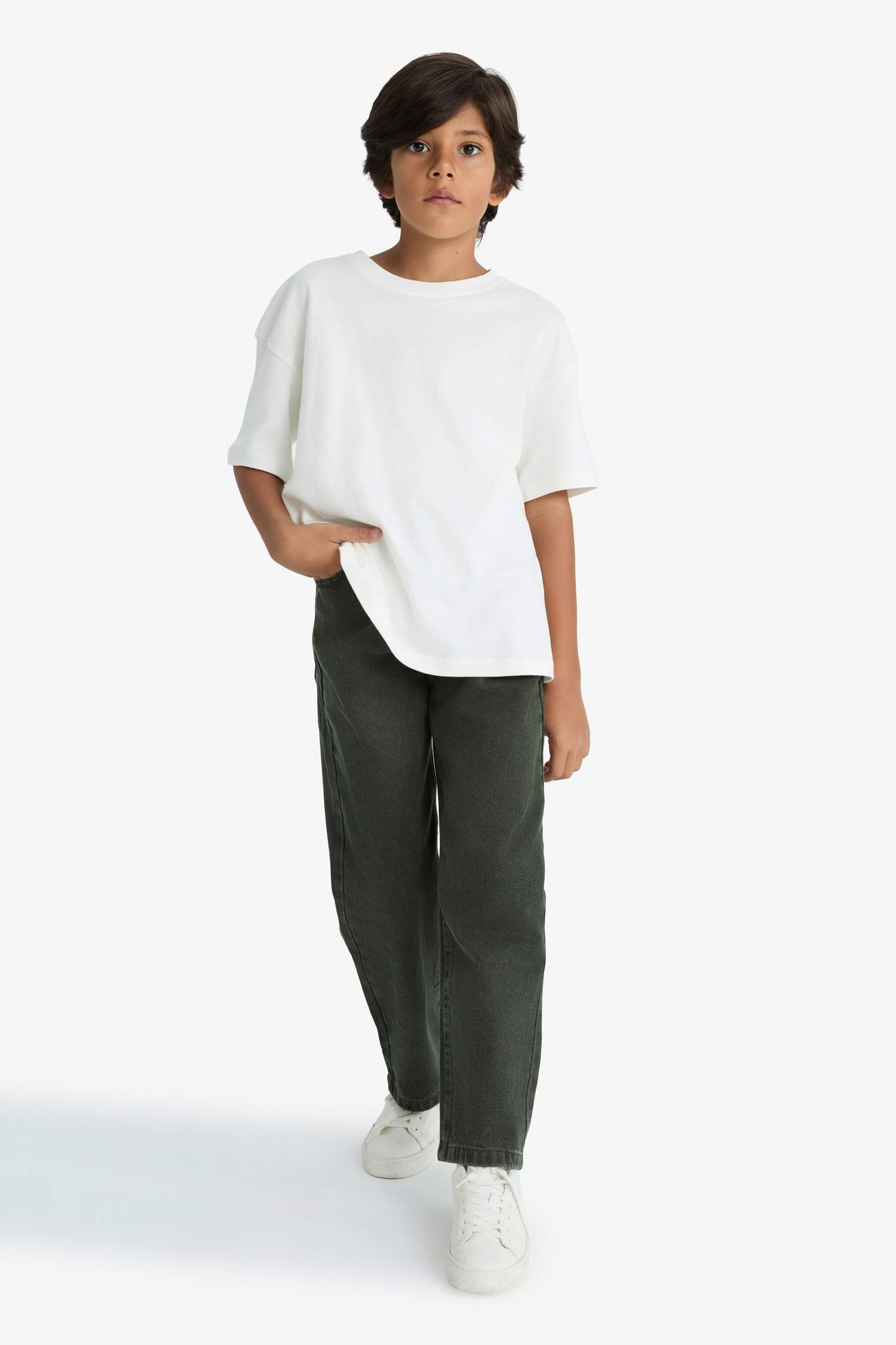 Erkek Çocuk Wide Leg Düz Paça Jean Pantolon