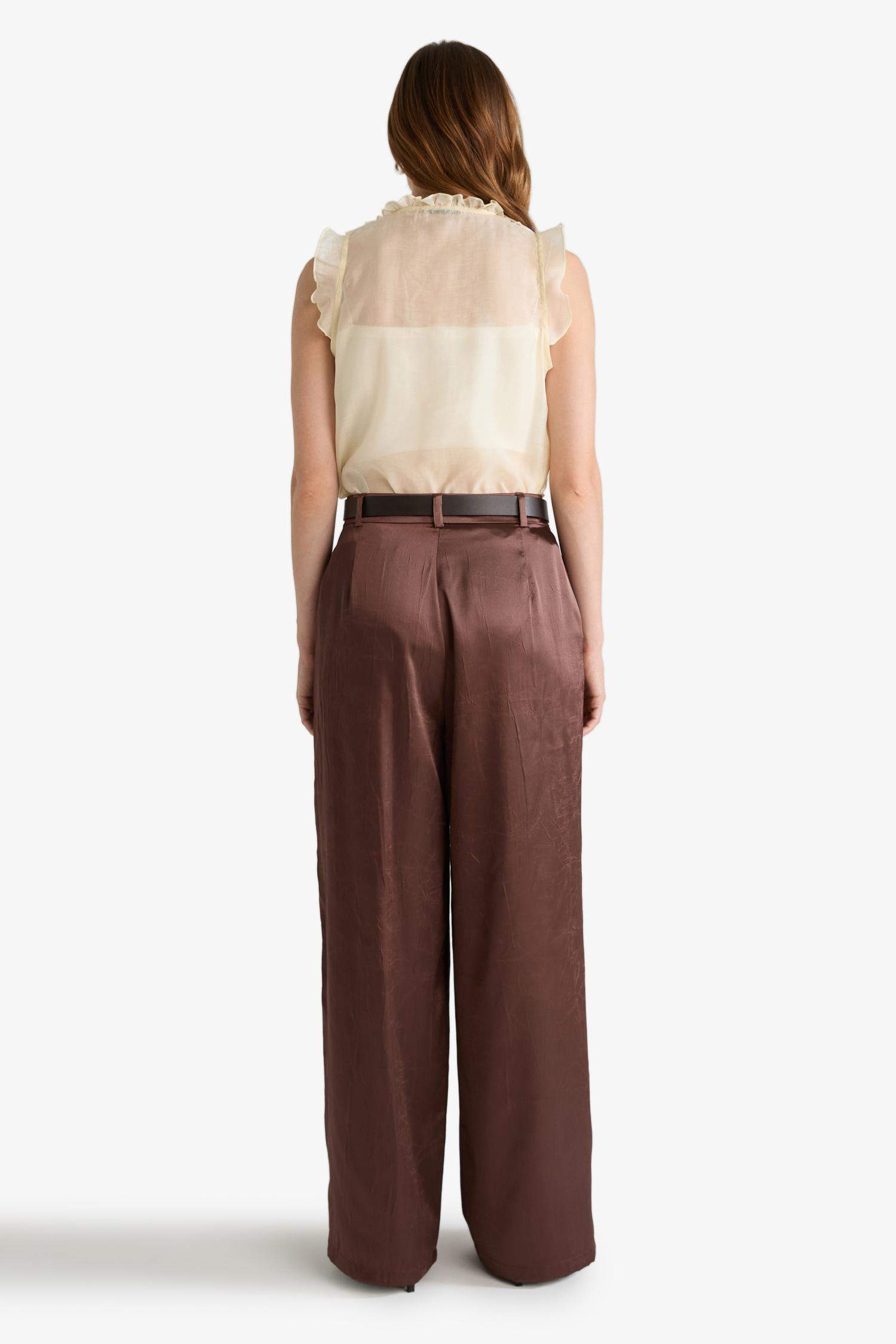 Wide Leg Geniş Paça Bilek Boy Saten Pantolon