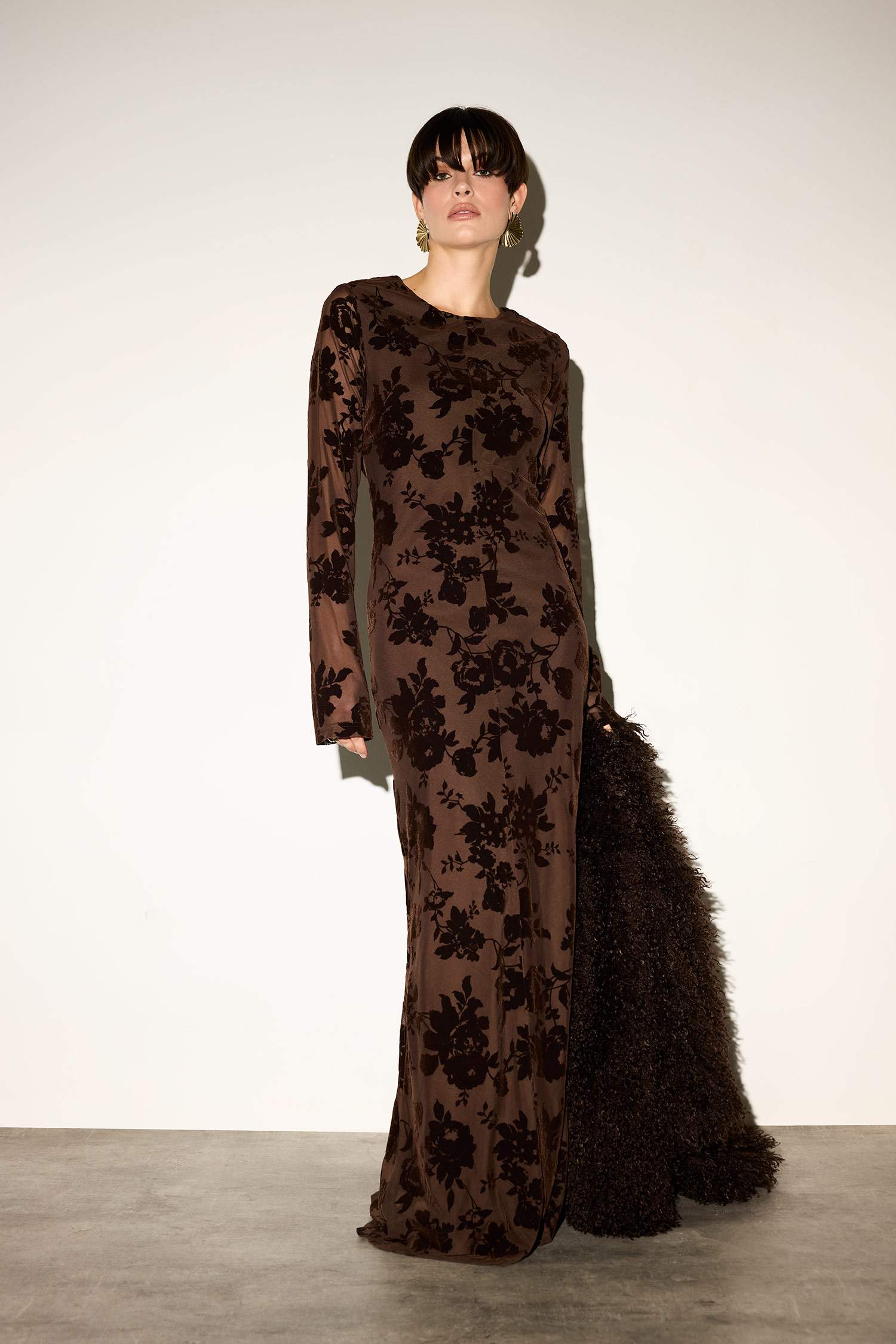 فستان طويل فلورال تول سكيني فيت