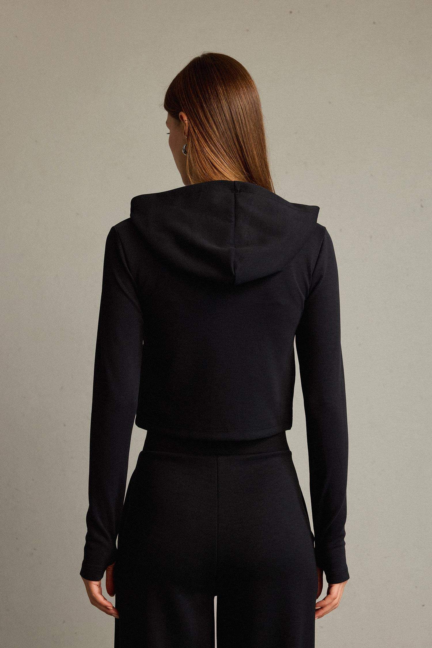 Kapüşonlu Fermuarlı Modal Hırka