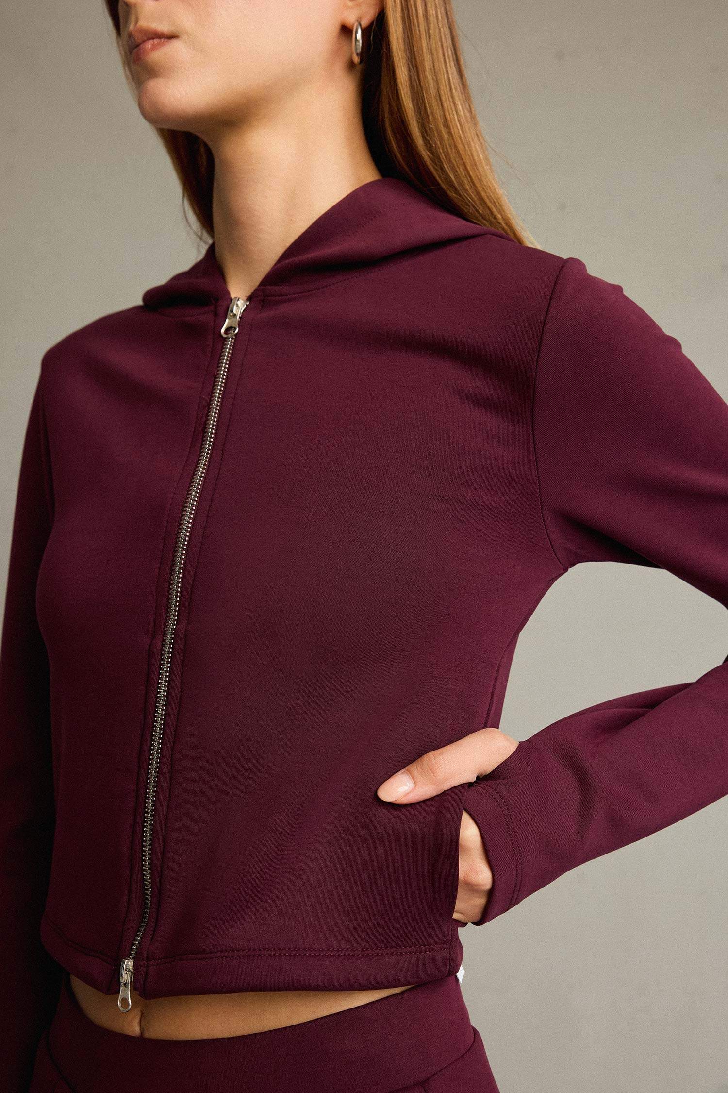 Kapüşonlu Fermuarlı Modal Hırka