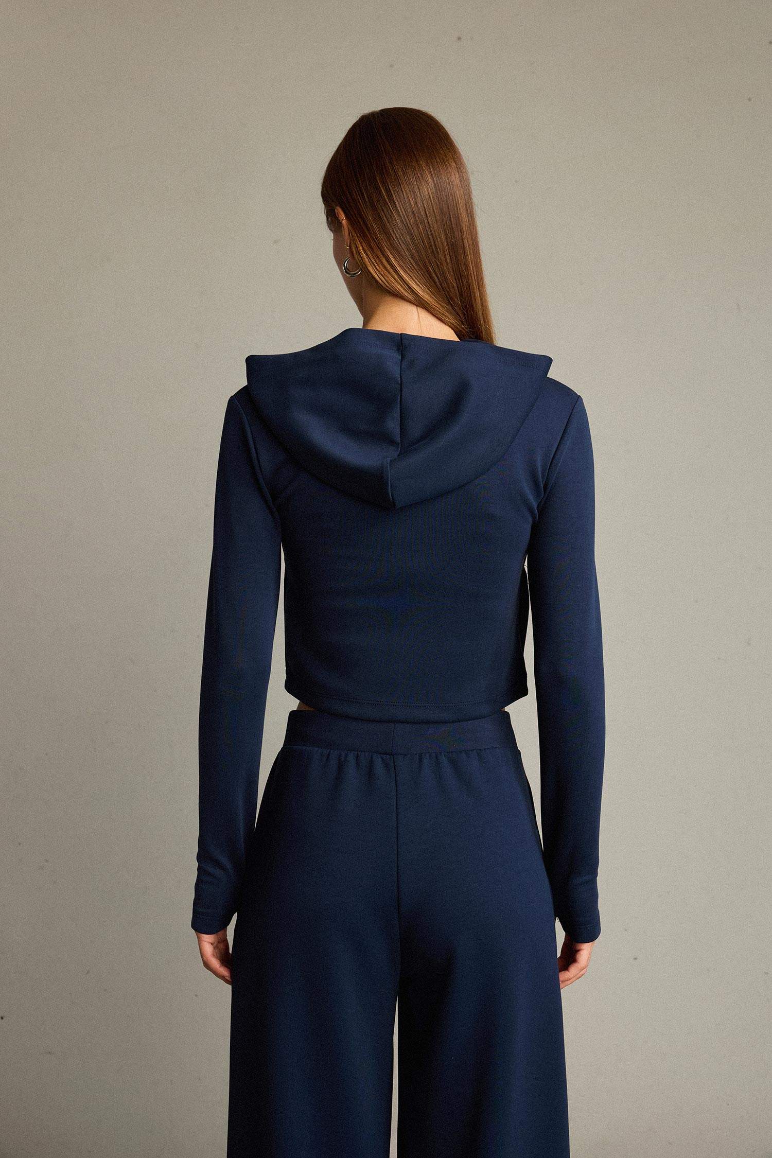 Kapüşonlu Fermuarlı Modal Hırka