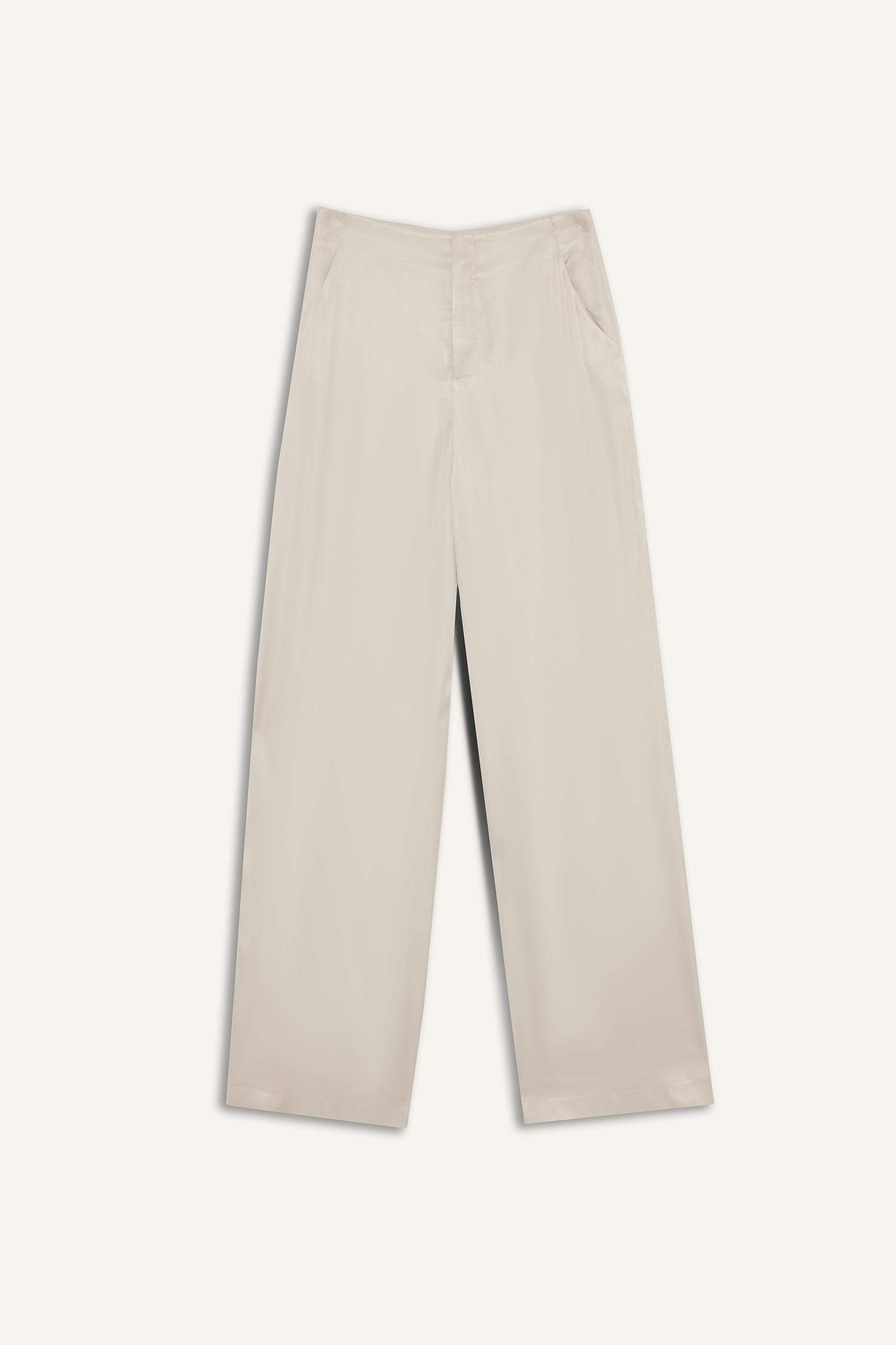 Regular Fit Cepli Bilek Boy Saten Pantolon