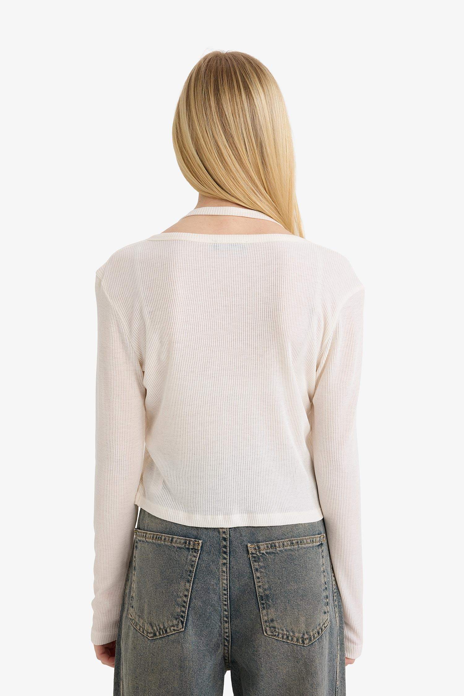 Katmanlı Fitilli Kaşkorse Uzun Kollu Tişört