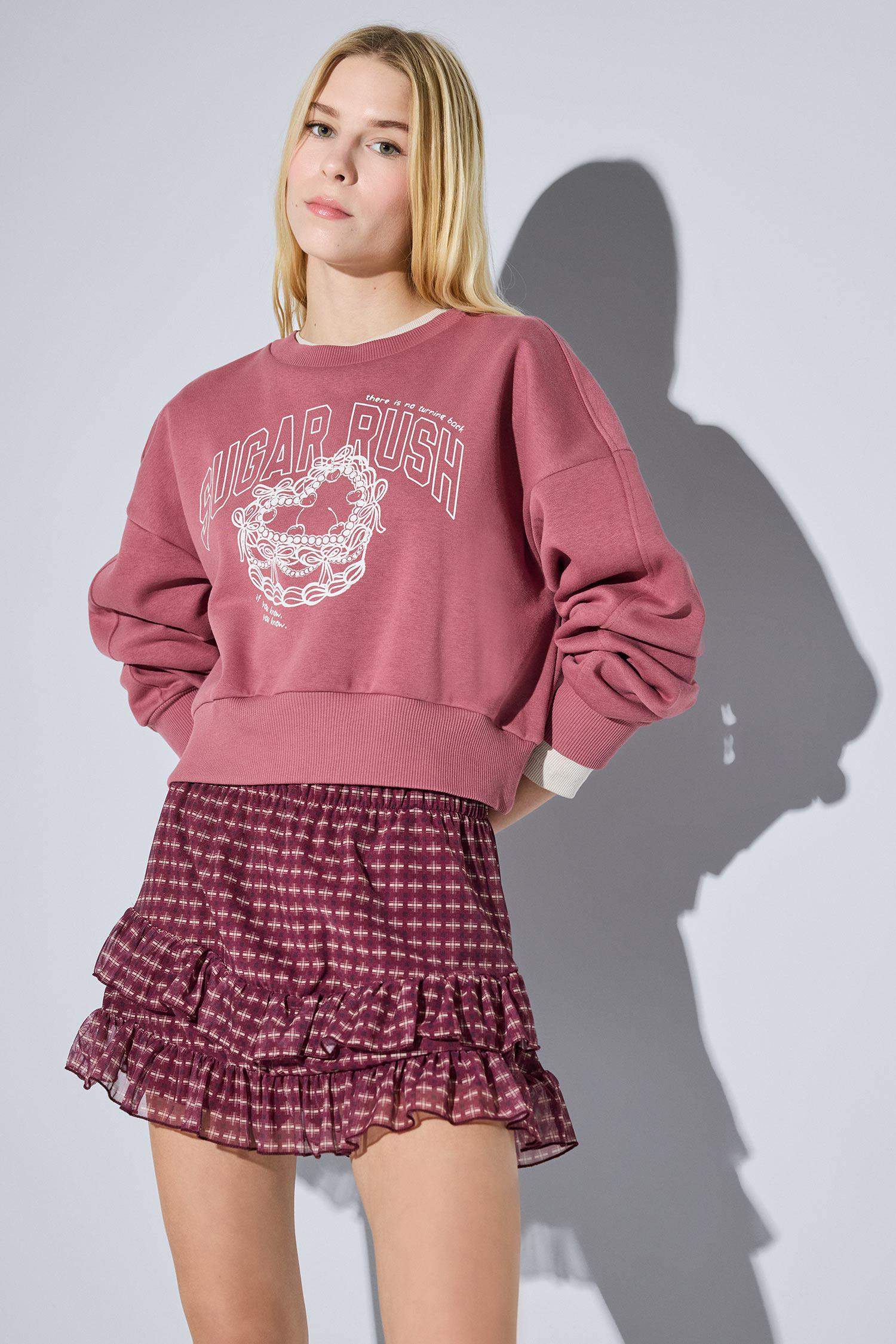 Coool Plaid Tulle Combed Lining Normal Waist Mini Knitted Skirt