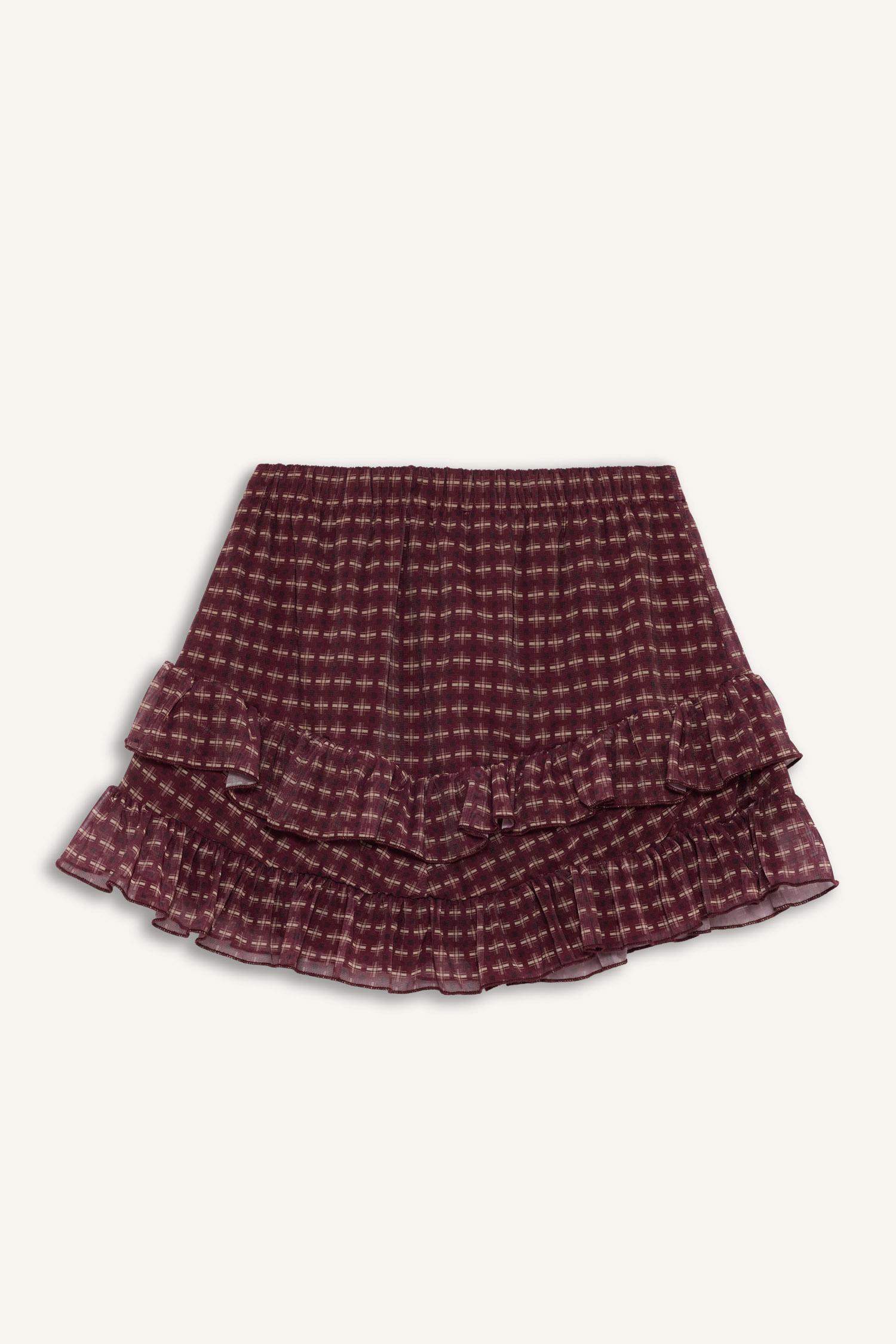Coool Plaid Tulle Combed Lining Normal Waist Mini Knitted Skirt