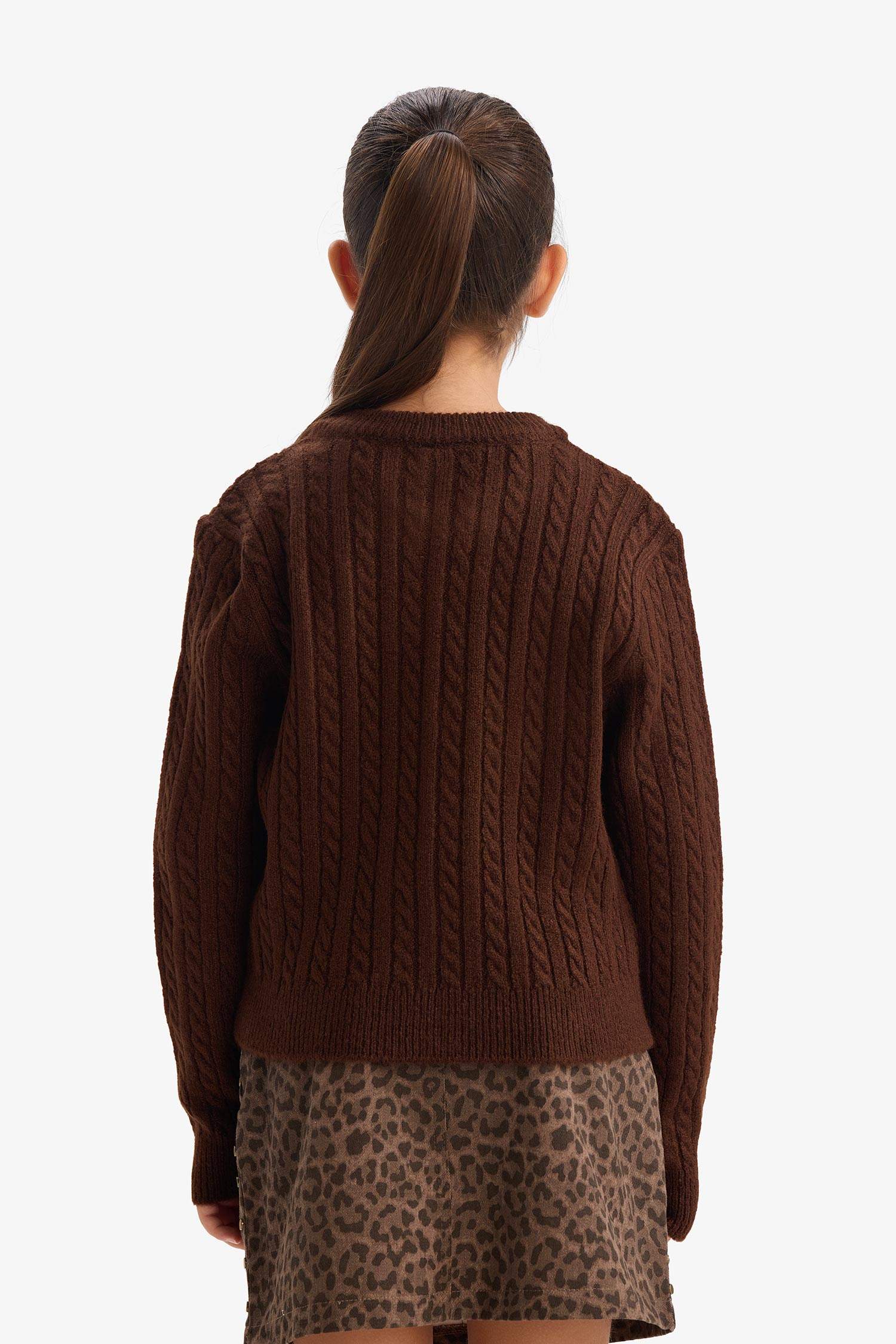 Kız Çocuk Bisiklet Yaka Düğmeli Triko Hırka