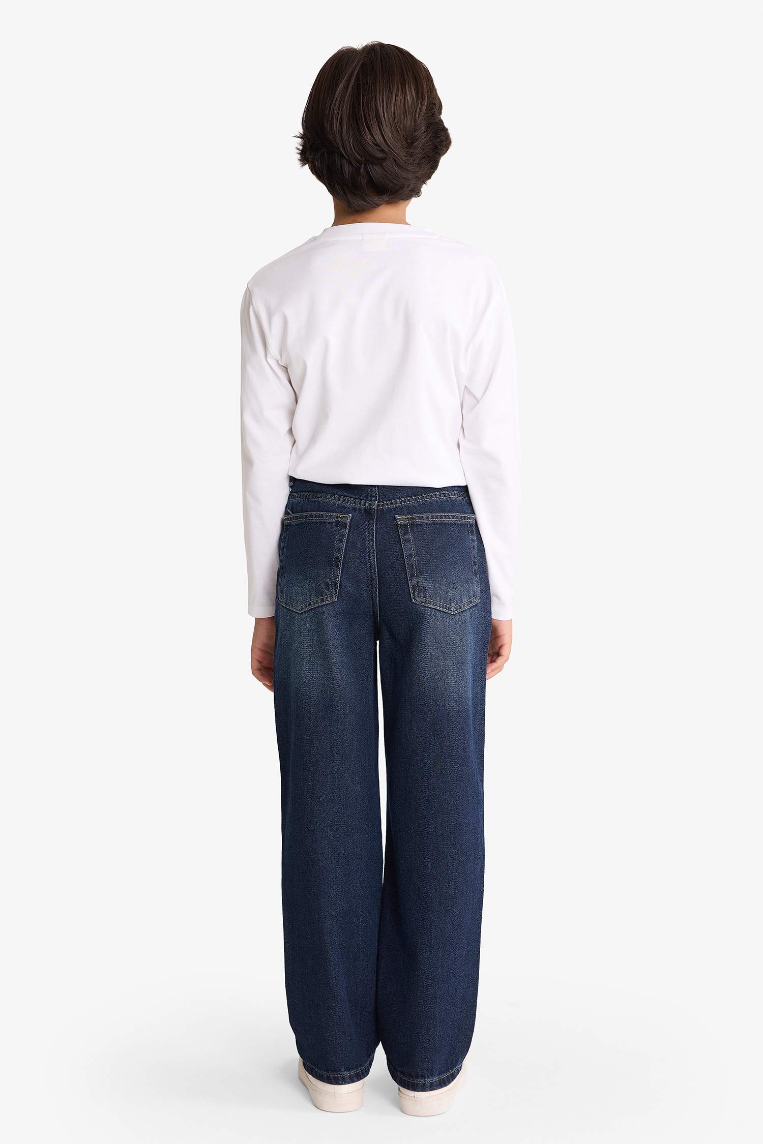 Erkek Çocuk Loose Fit Yırtık Detaylı Düz Paça Jean Pantolon