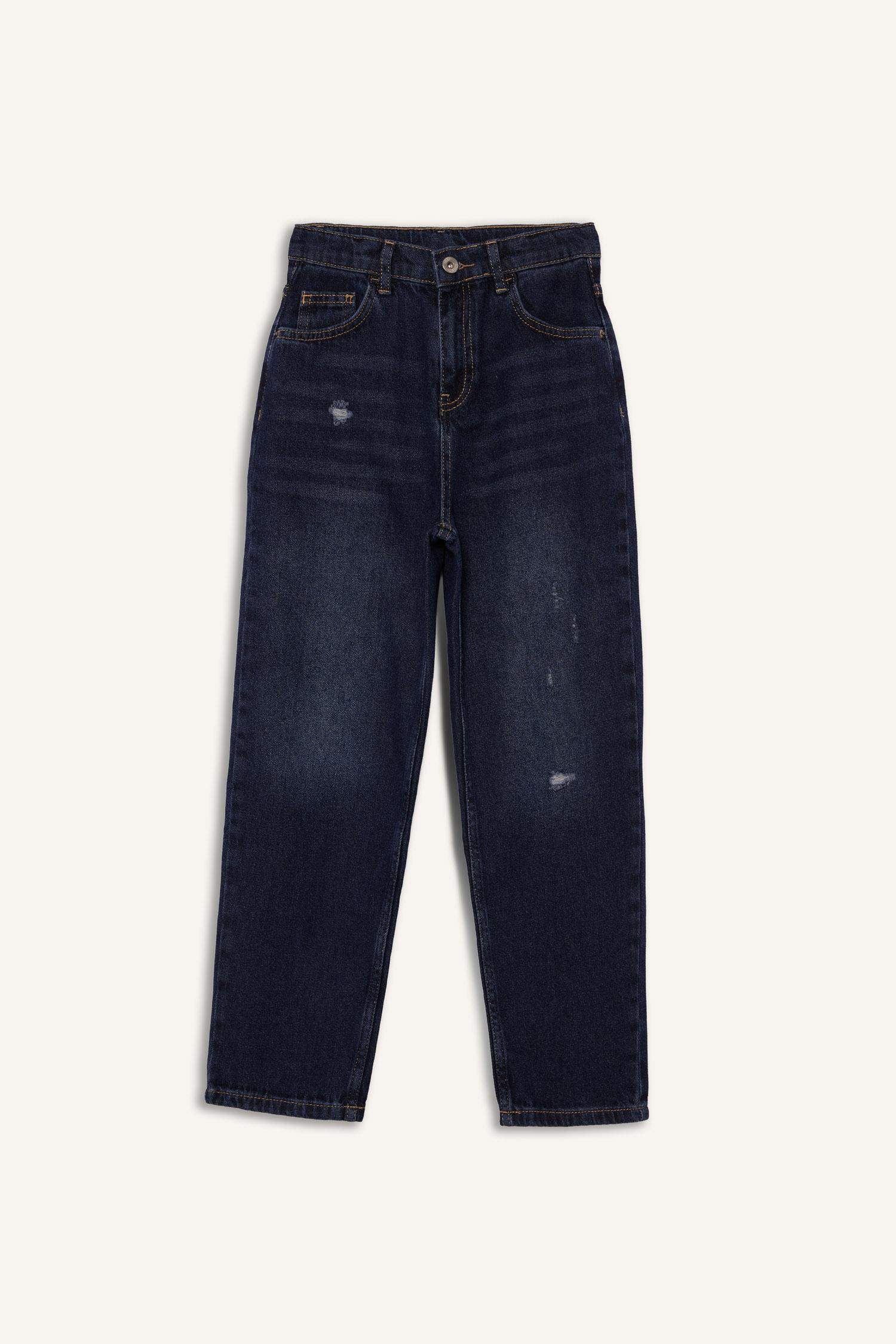 Erkek Çocuk Loose Fit Yırtık Detaylı Düz Paça Jean Pantolon