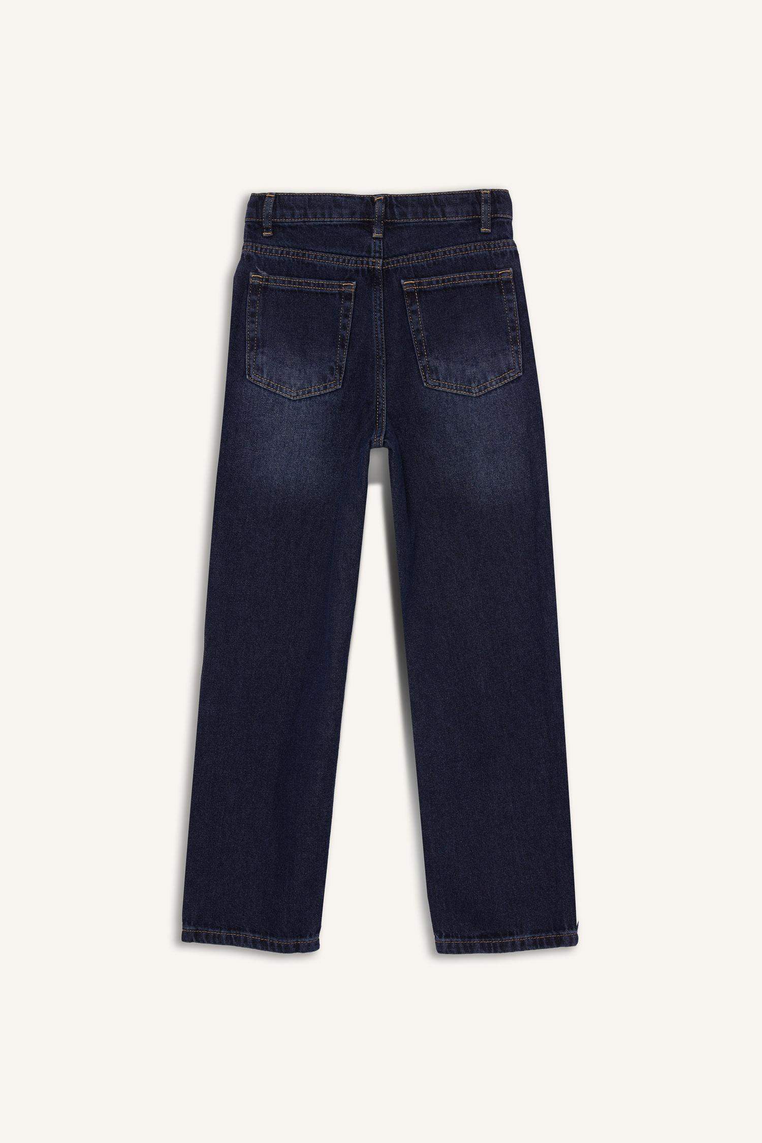 Erkek Çocuk Loose Fit Yırtık Detaylı Düz Paça Jean Pantolon