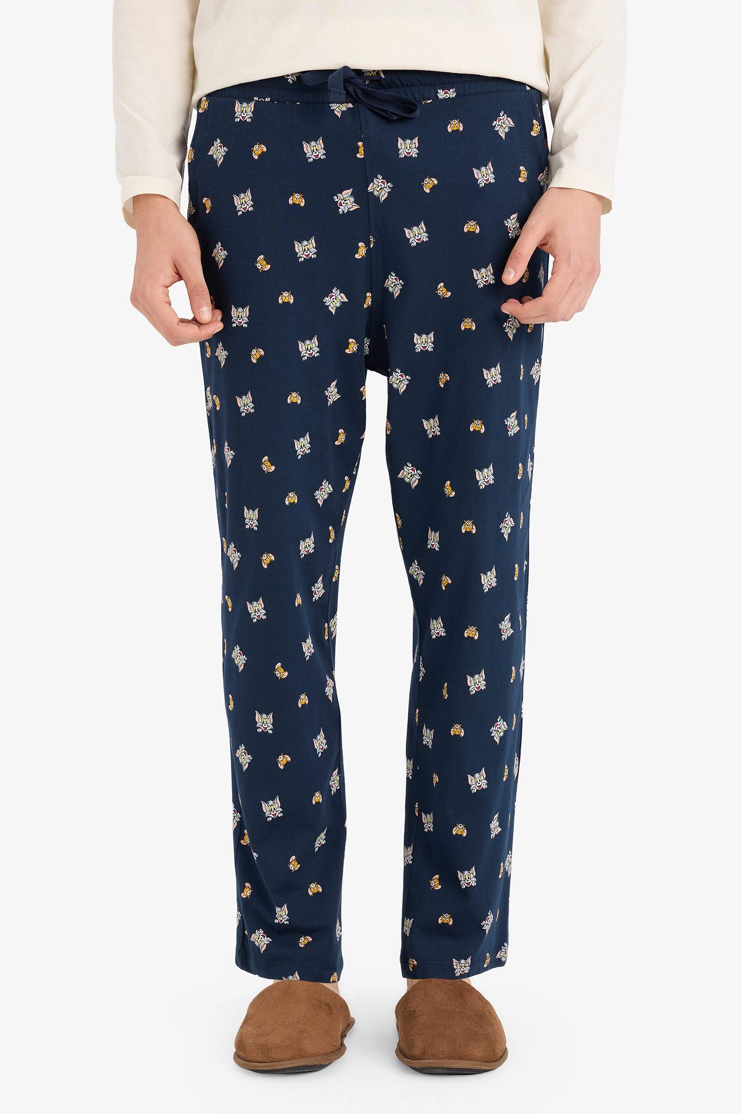 Tom & Jerry Pijama Takımı Regular Fit Uzun Kollu Üst Uzun Alt