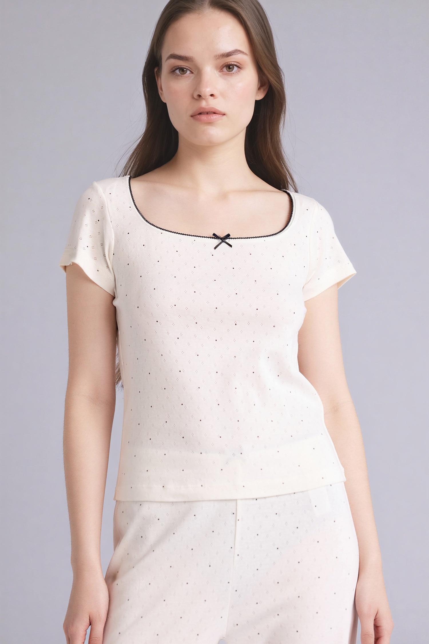 DeFacto %100 Pamuk Ultra Yumuşak Regular Fıt Kısa Kollu Pijama Takımı görsel 2