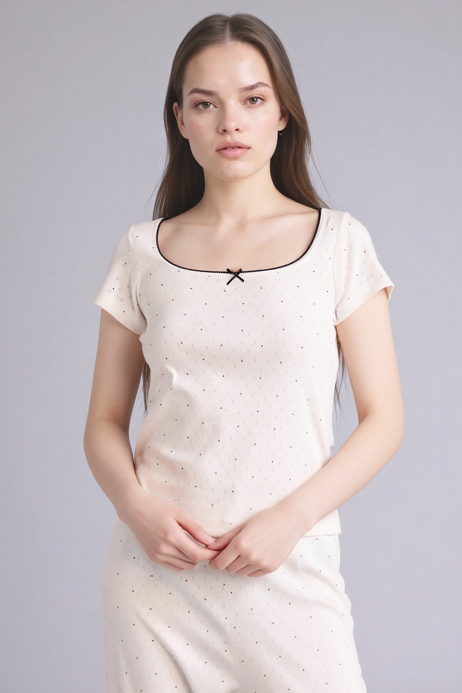 DeFacto %100 Pamuk Ultra Yumuşak Regular Fıt Kısa Kollu Pijama Takımı görsel 3
