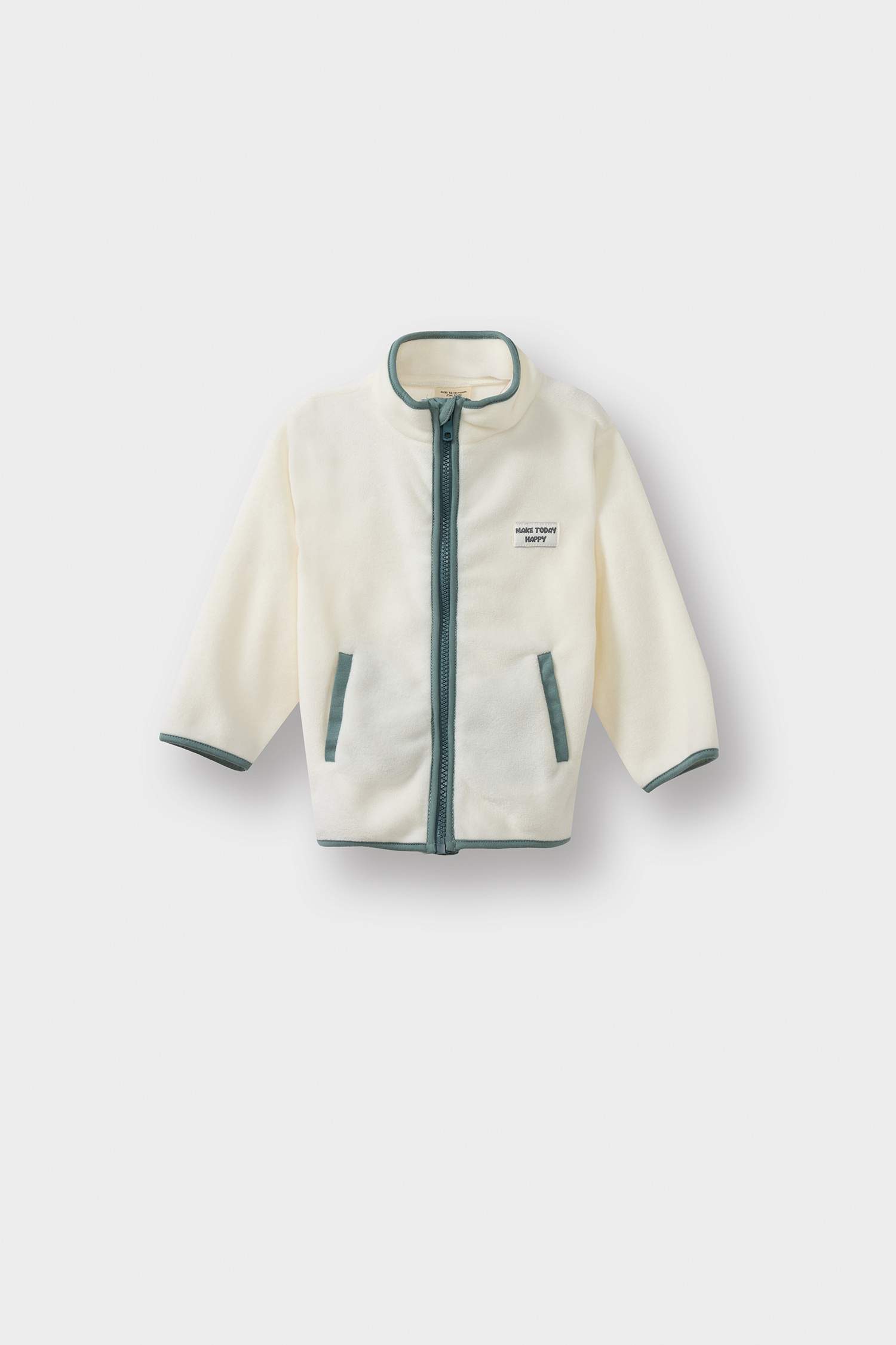 Erkek Bebek Dokuma Etiketli Fermuarlı Polar Hırka