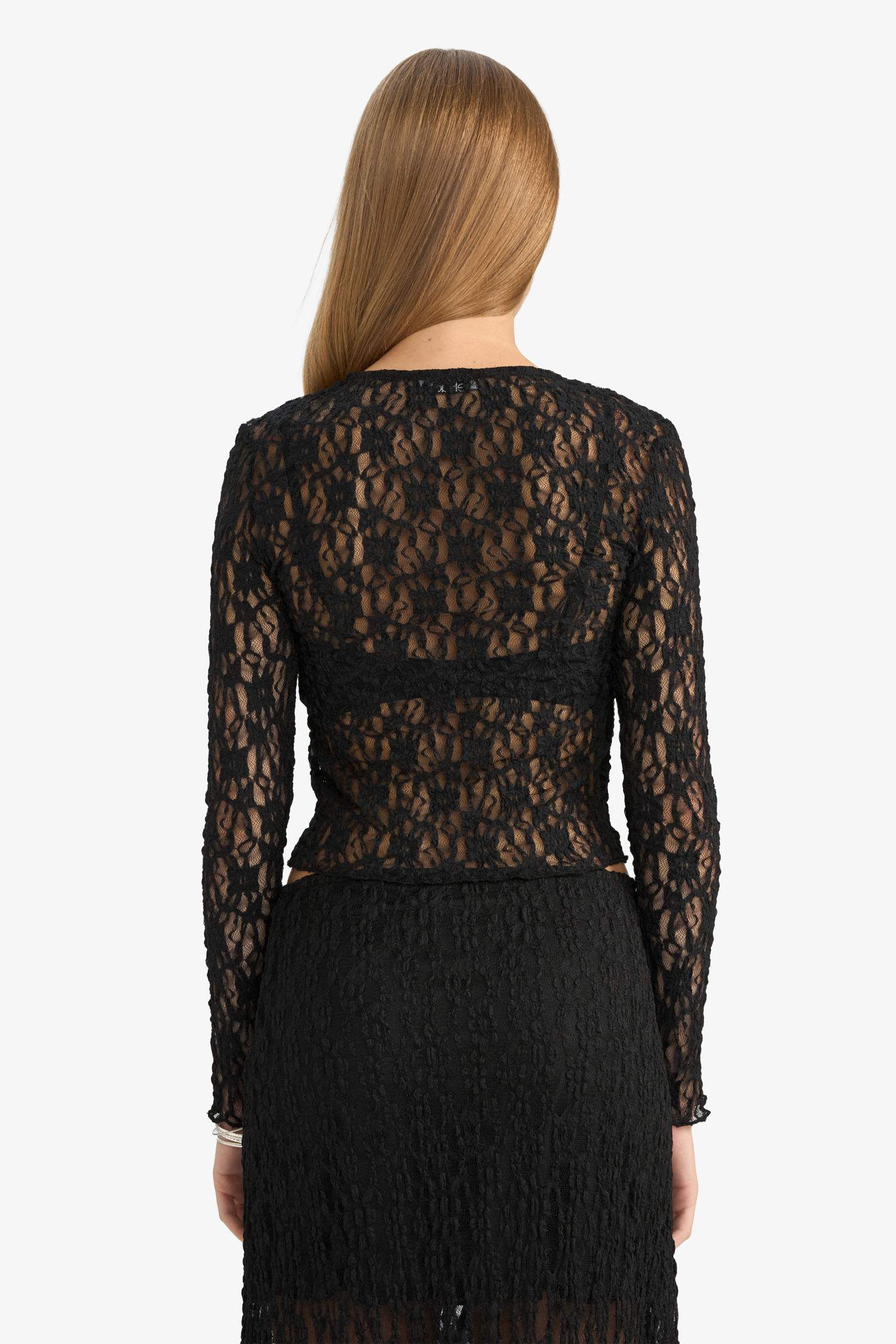 Slim Fit Crew Neck Lace Cardigan