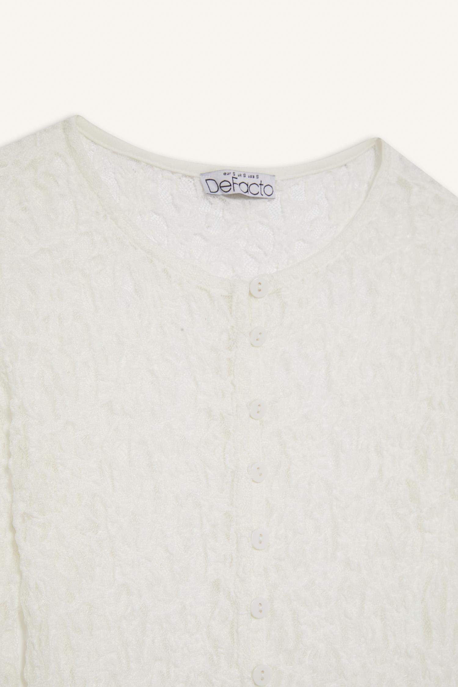 Fitted Bisiklet Yaka Dantel Hırka