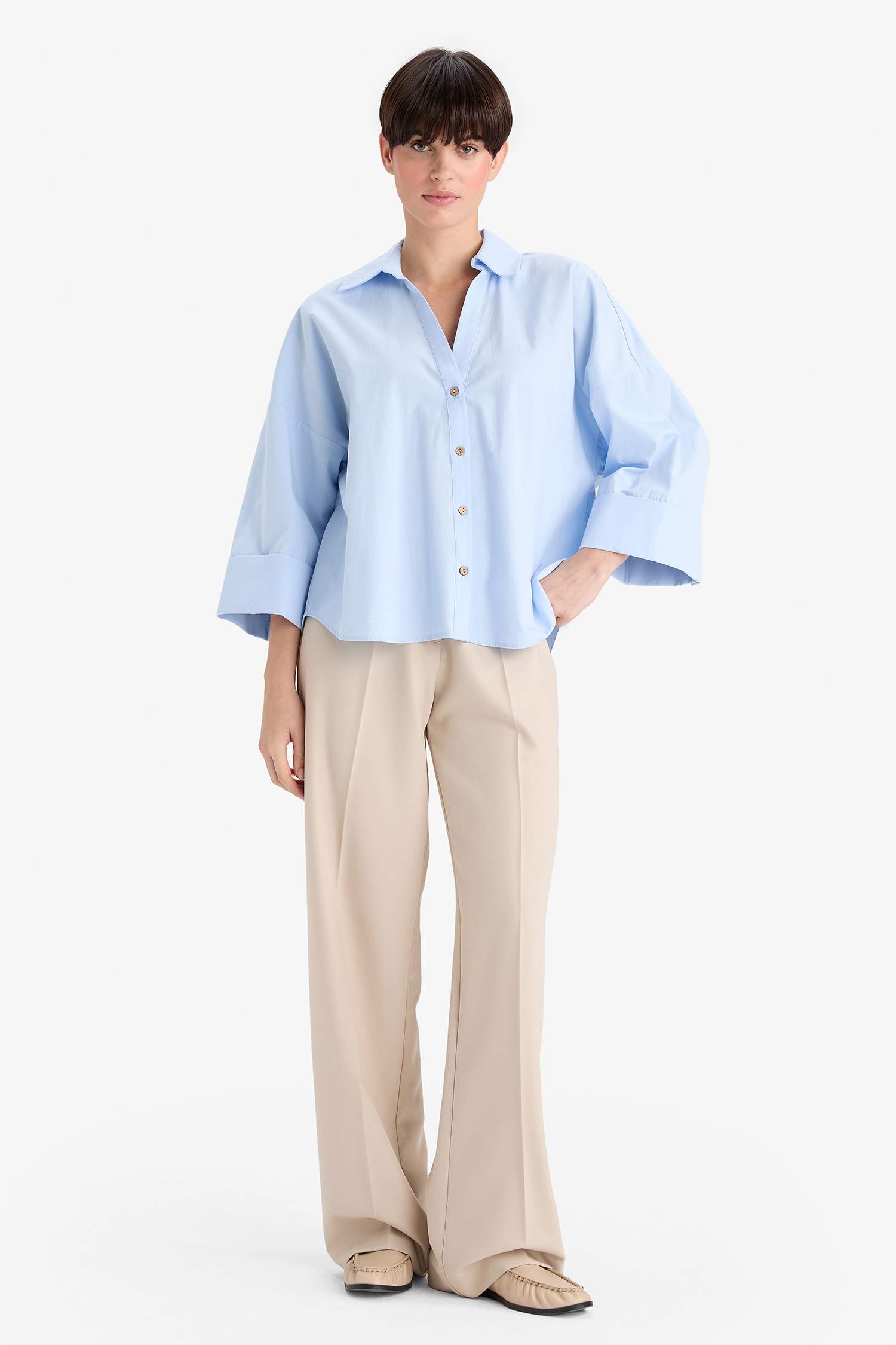 Chemise popeline à manches longues