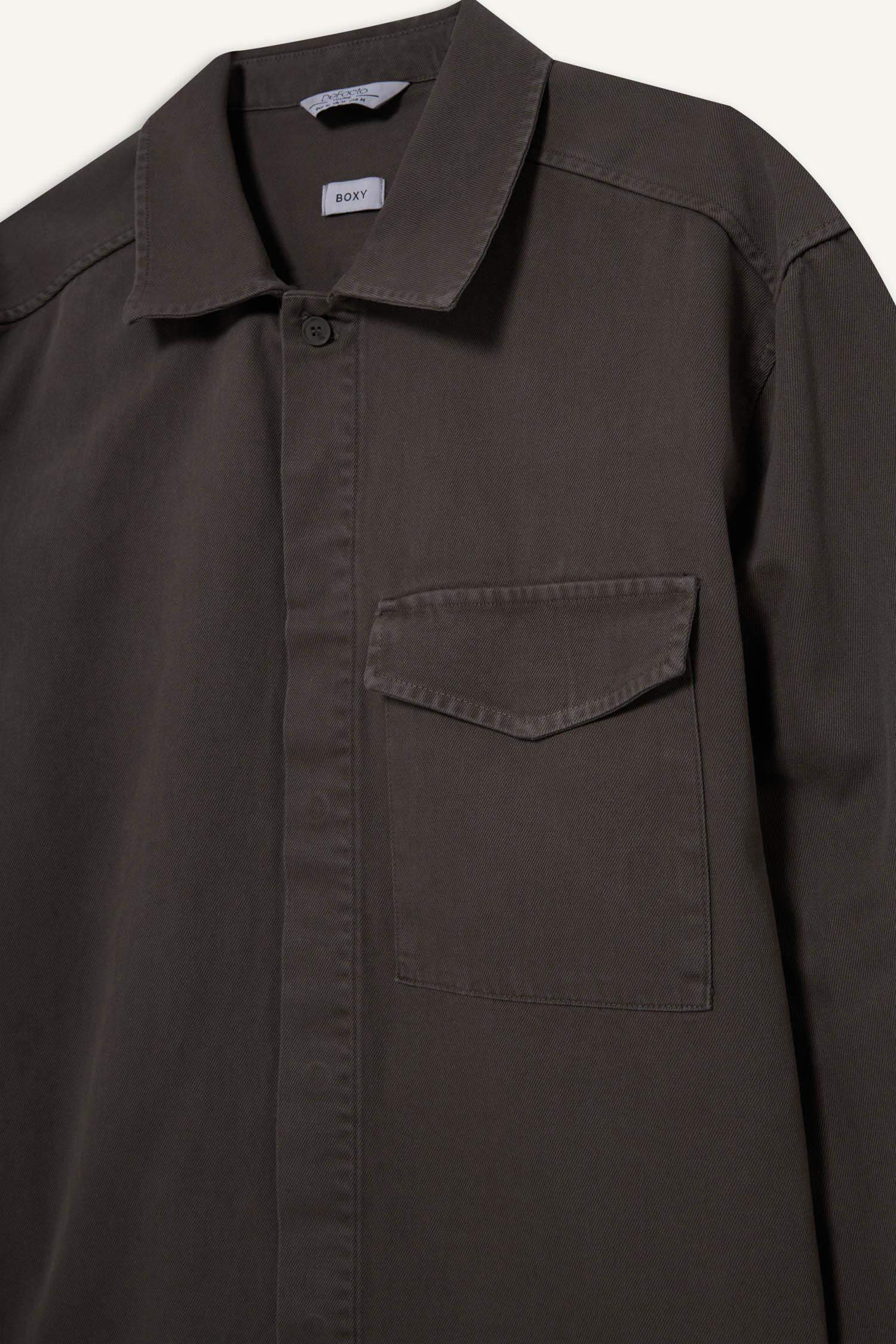 قميص غاباردين اوفر سايز ردن طويل