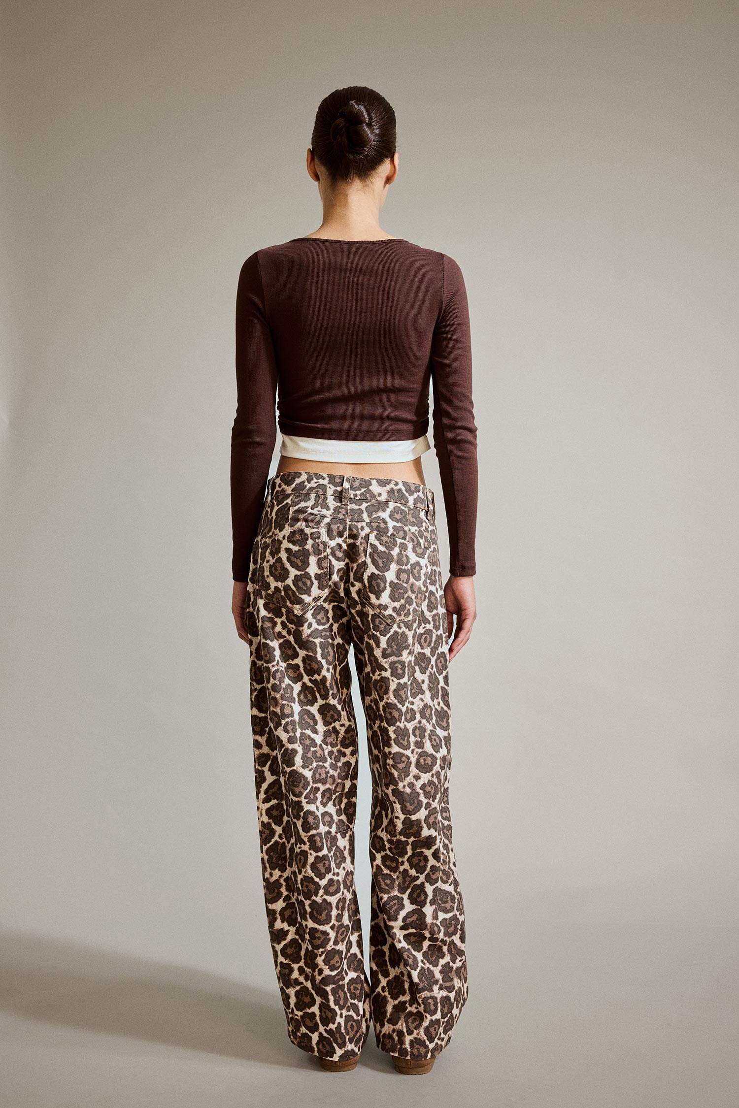 Baggy Fit Leopar Desenli Jean Pantolon