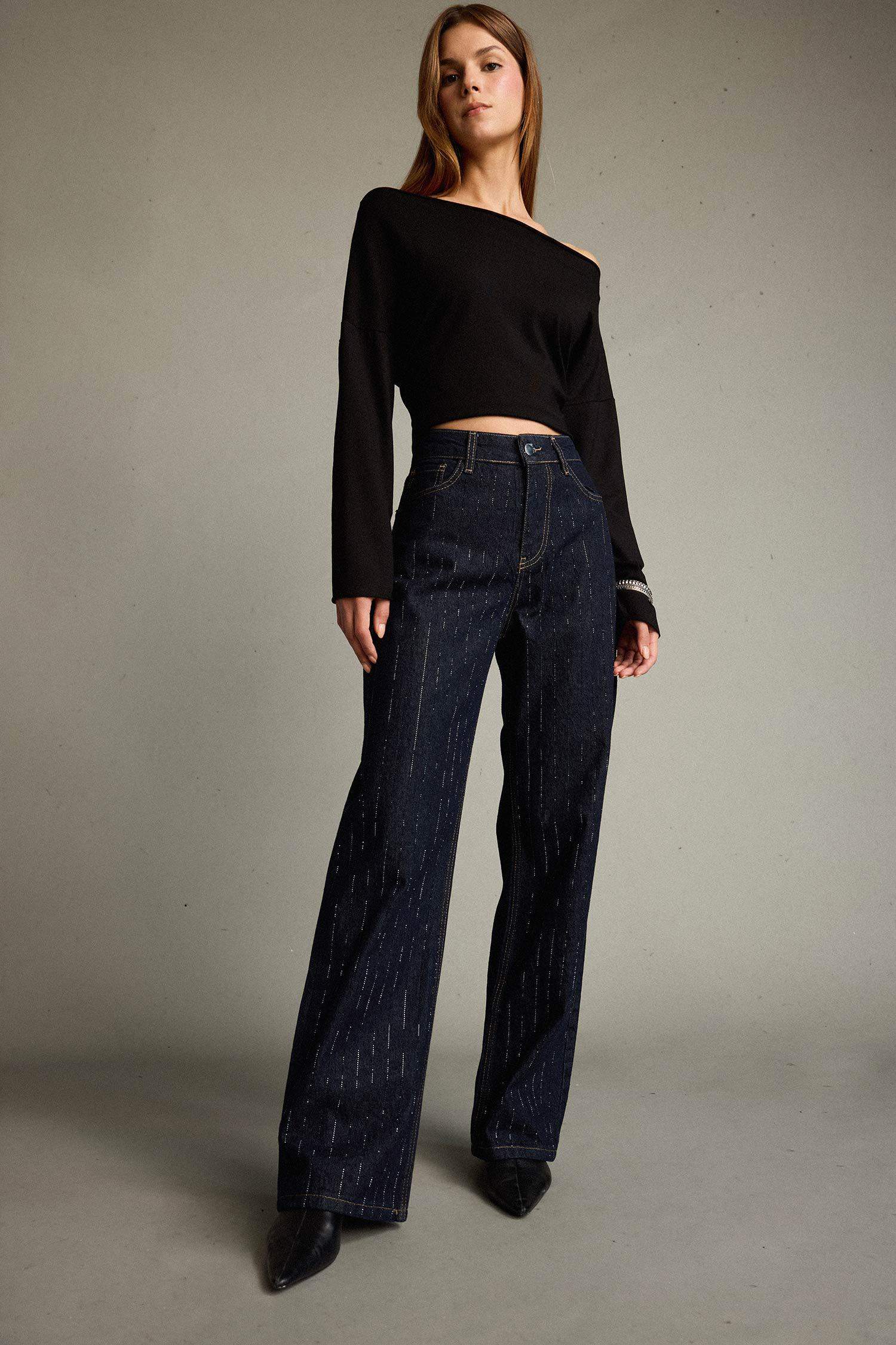 Relax Fit Düz Paça Jean Pantolon