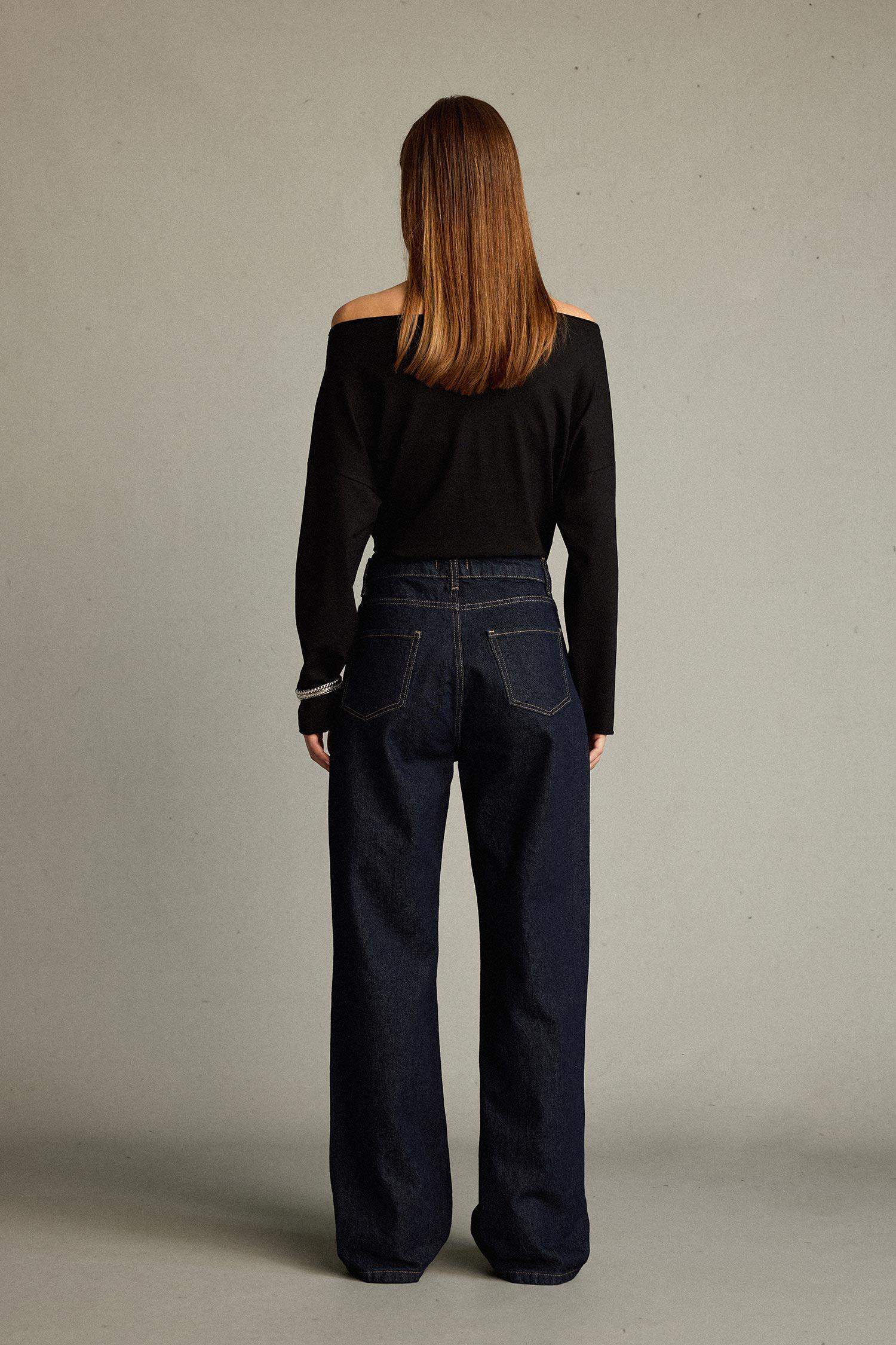 Relax Fit Düz Paça Jean Pantolon