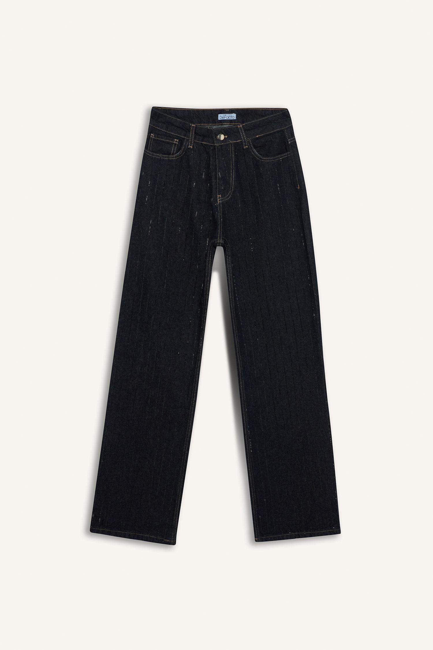 Relax Fit Düz Paça Jean Pantolon